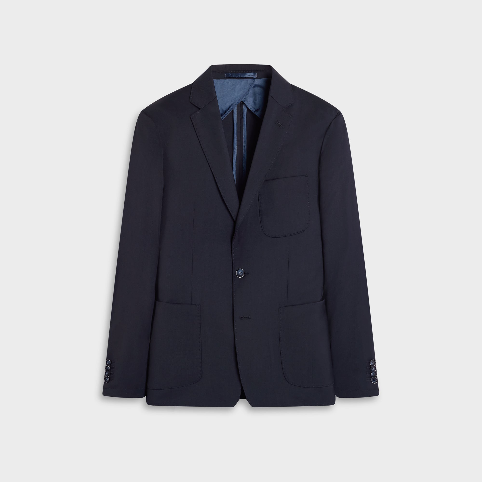 Solid Wool Two-Button Blazer