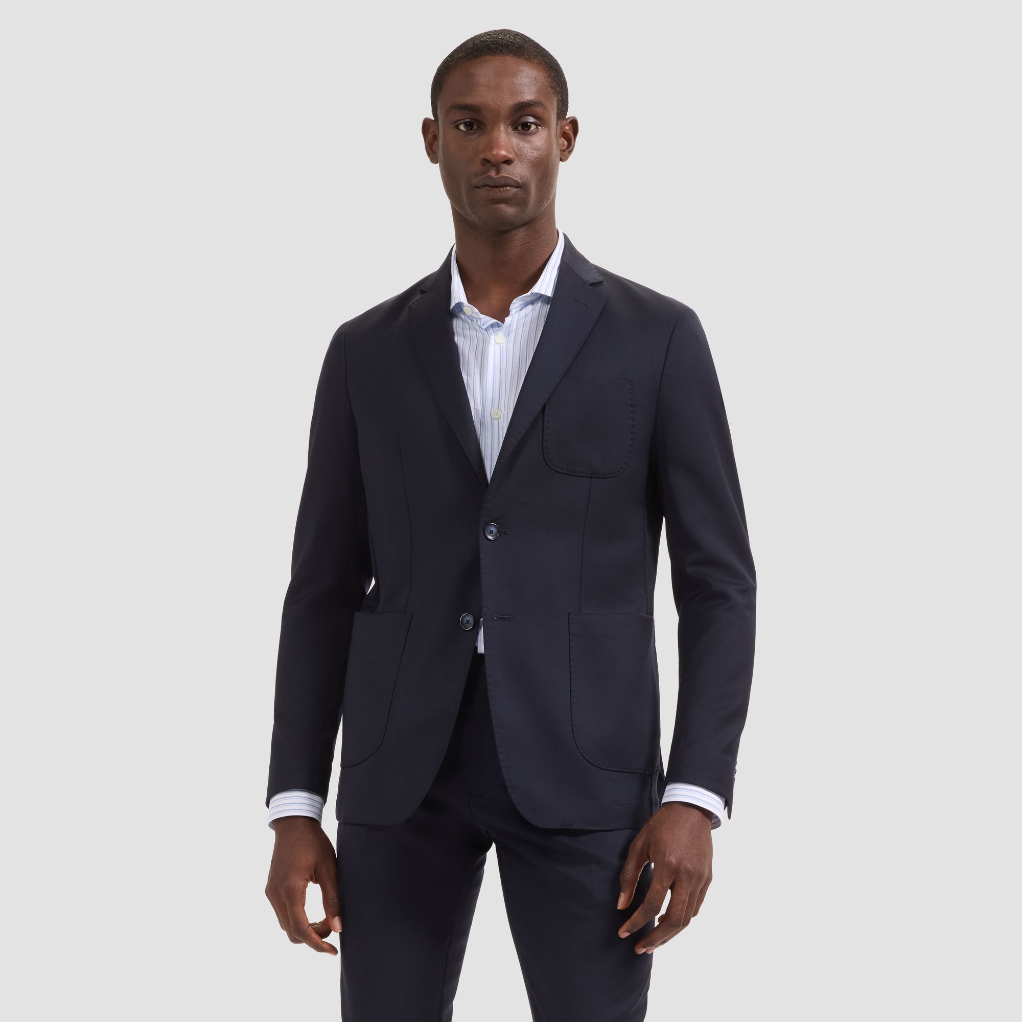 Solid Wool Two-Button Blazer