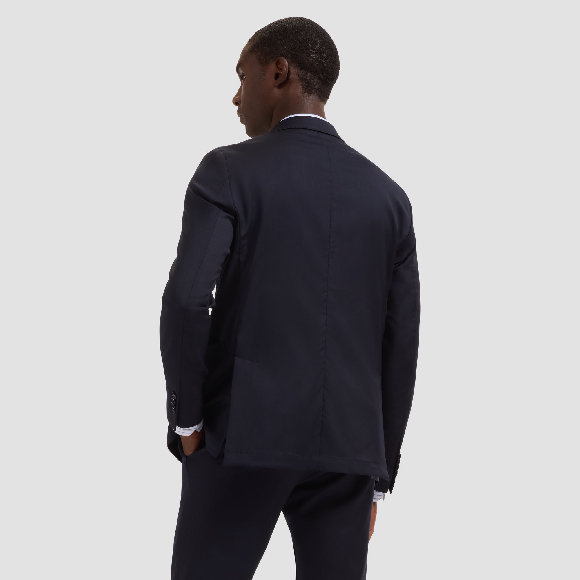 Solid Wool Two-Button Blazer