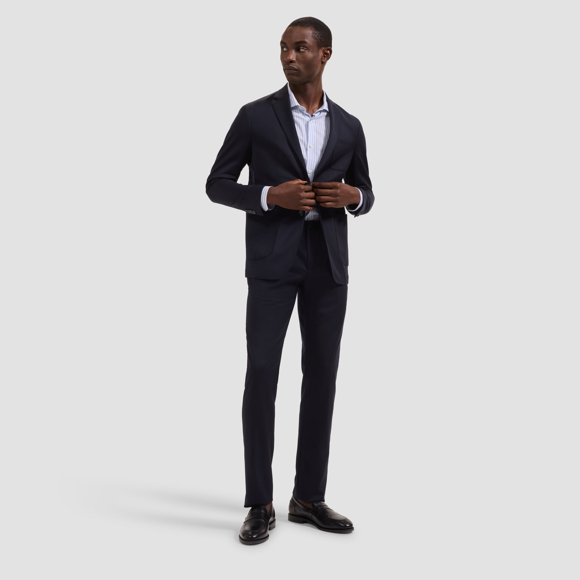Solid Wool Two-Button Blazer