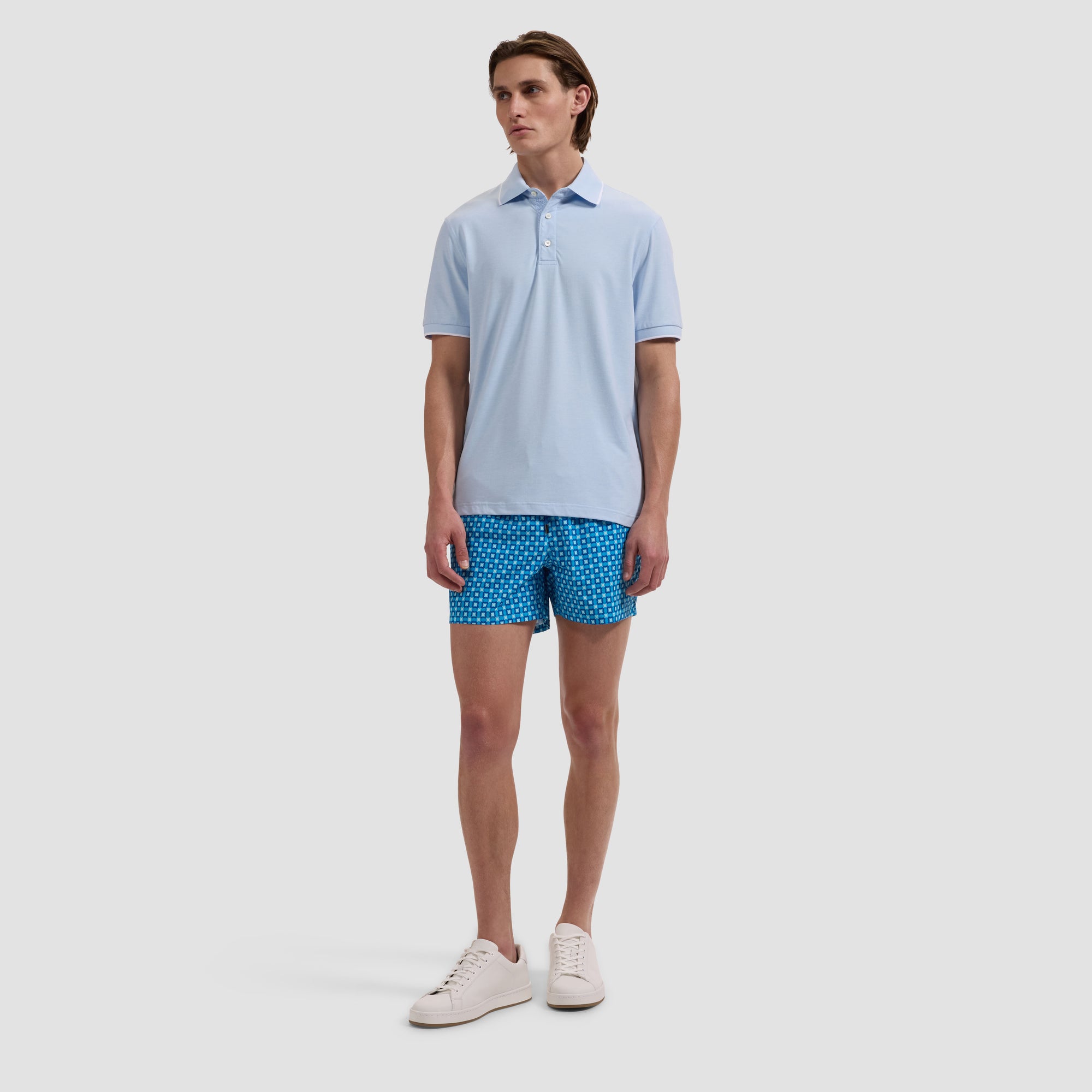 Kai Mid-Length Geometric Swim Trunks