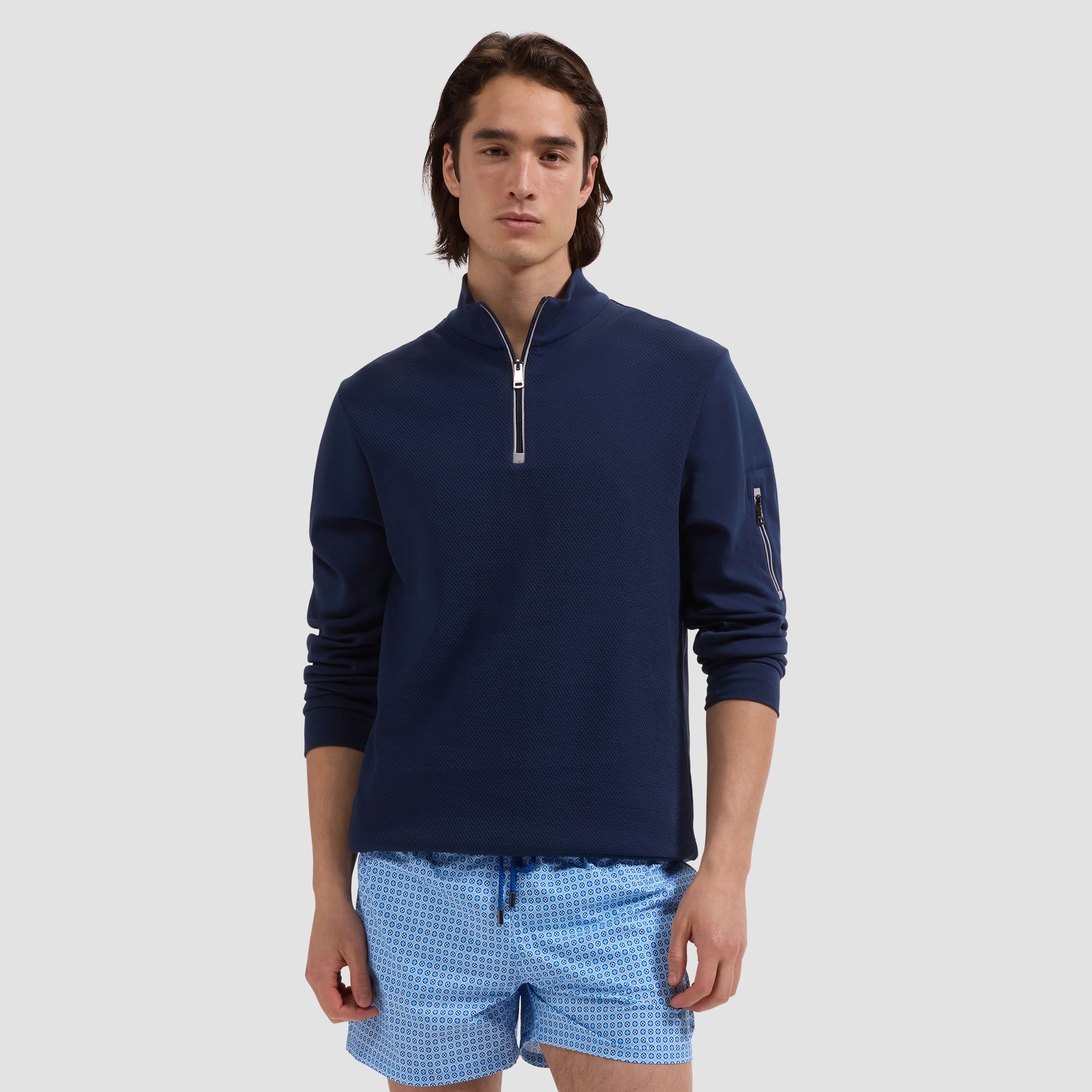 Kai Mid-Length Geometric Swim Trunks