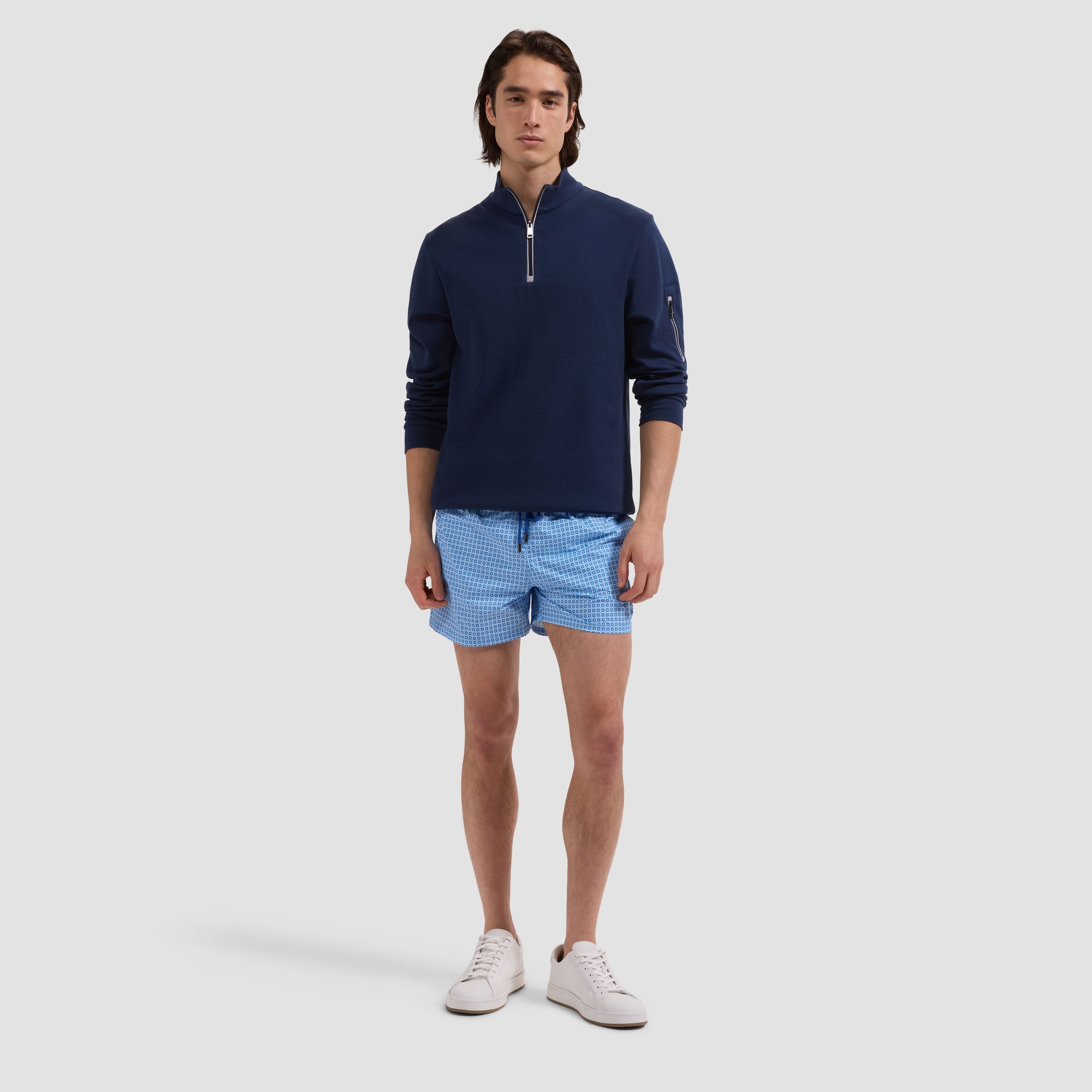 Kai Mid-Length Geometric Swim Trunks