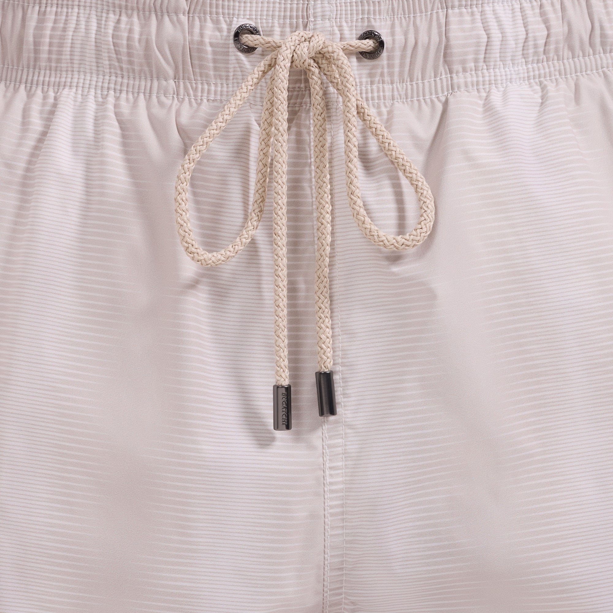 Cruz Shorter-Length Whisper Stripe Swim Trunks