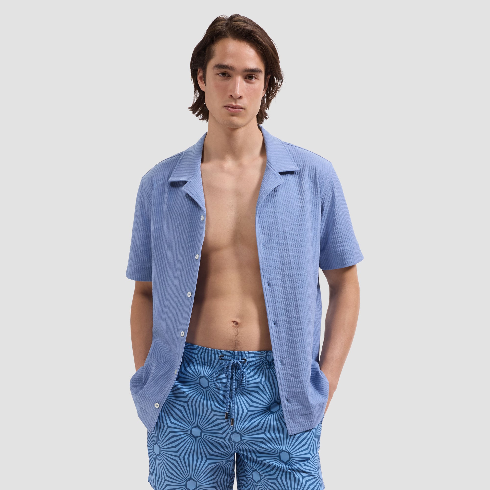 Cruz Shorter-Length Starburst Geo Swim Trunks