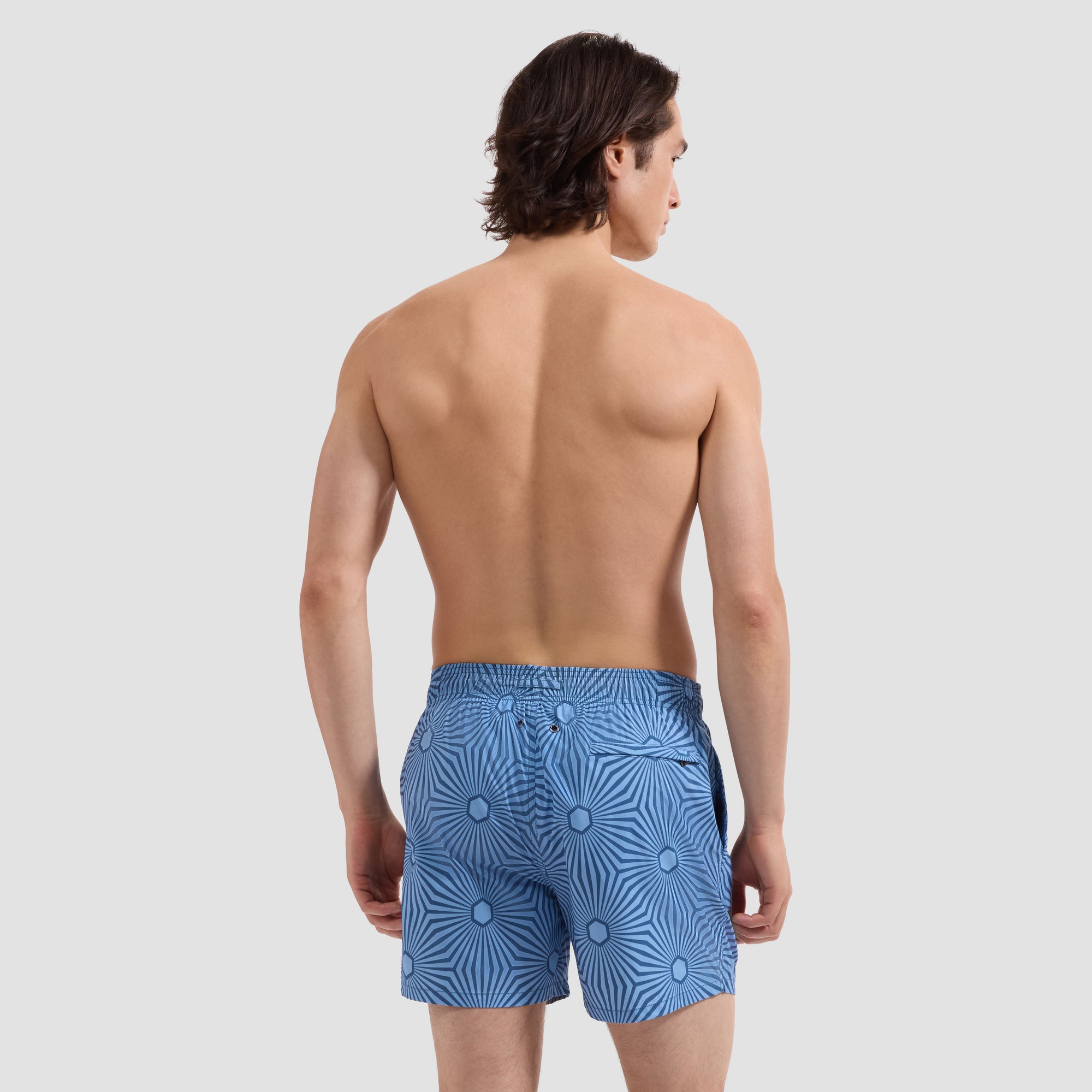 Cruz Shorter-Length Starburst Geo Swim Trunks