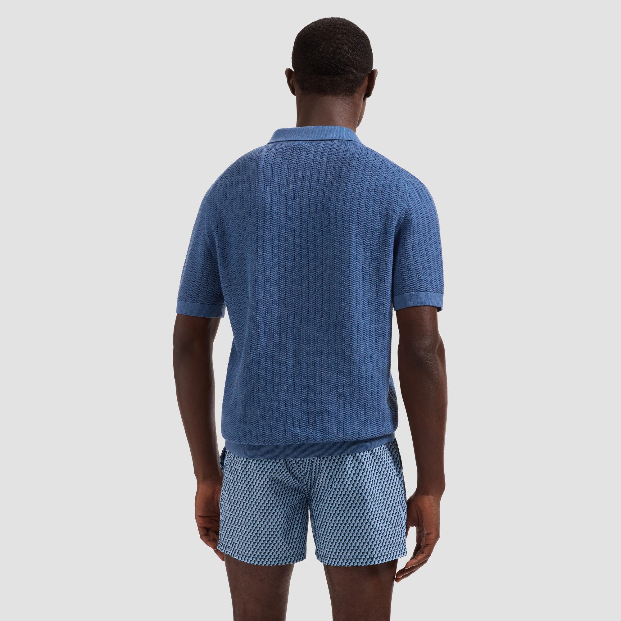 Cruz Shorter-Length Half-Moon Geo Swim Trunks