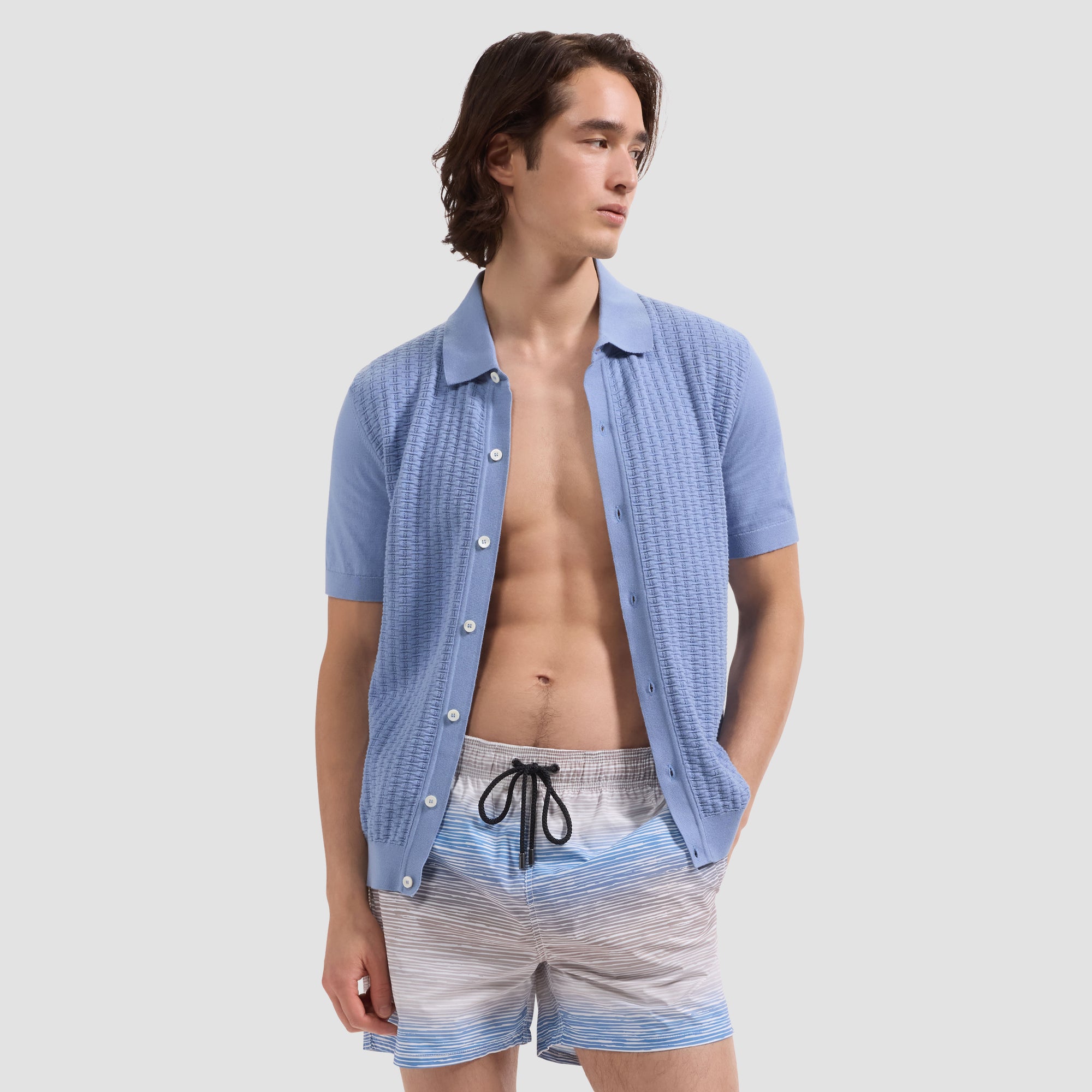 Cruz Shorter-Length Horizon Line Swim Trunks