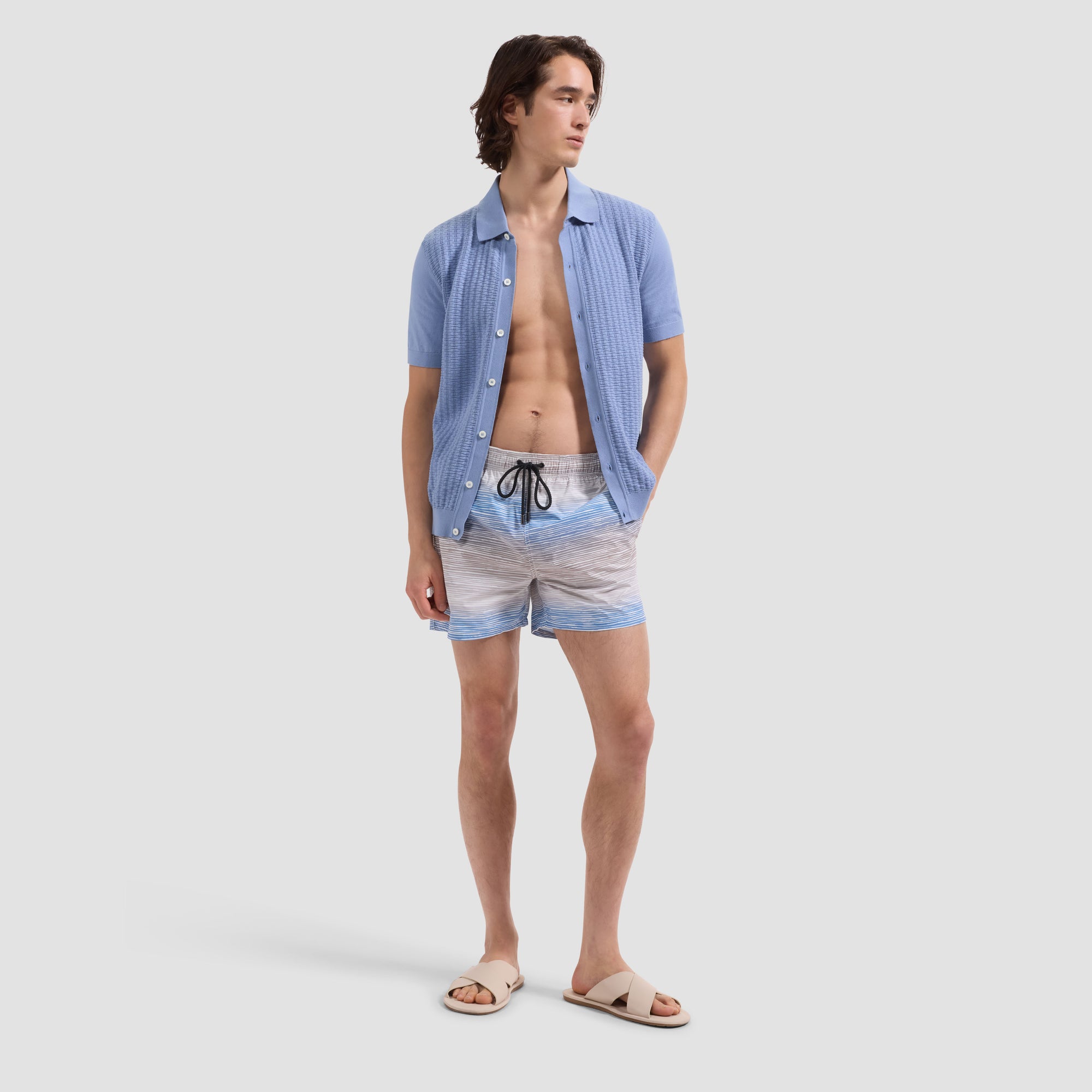 Cruz Shorter-Length Horizon Line Swim Trunks