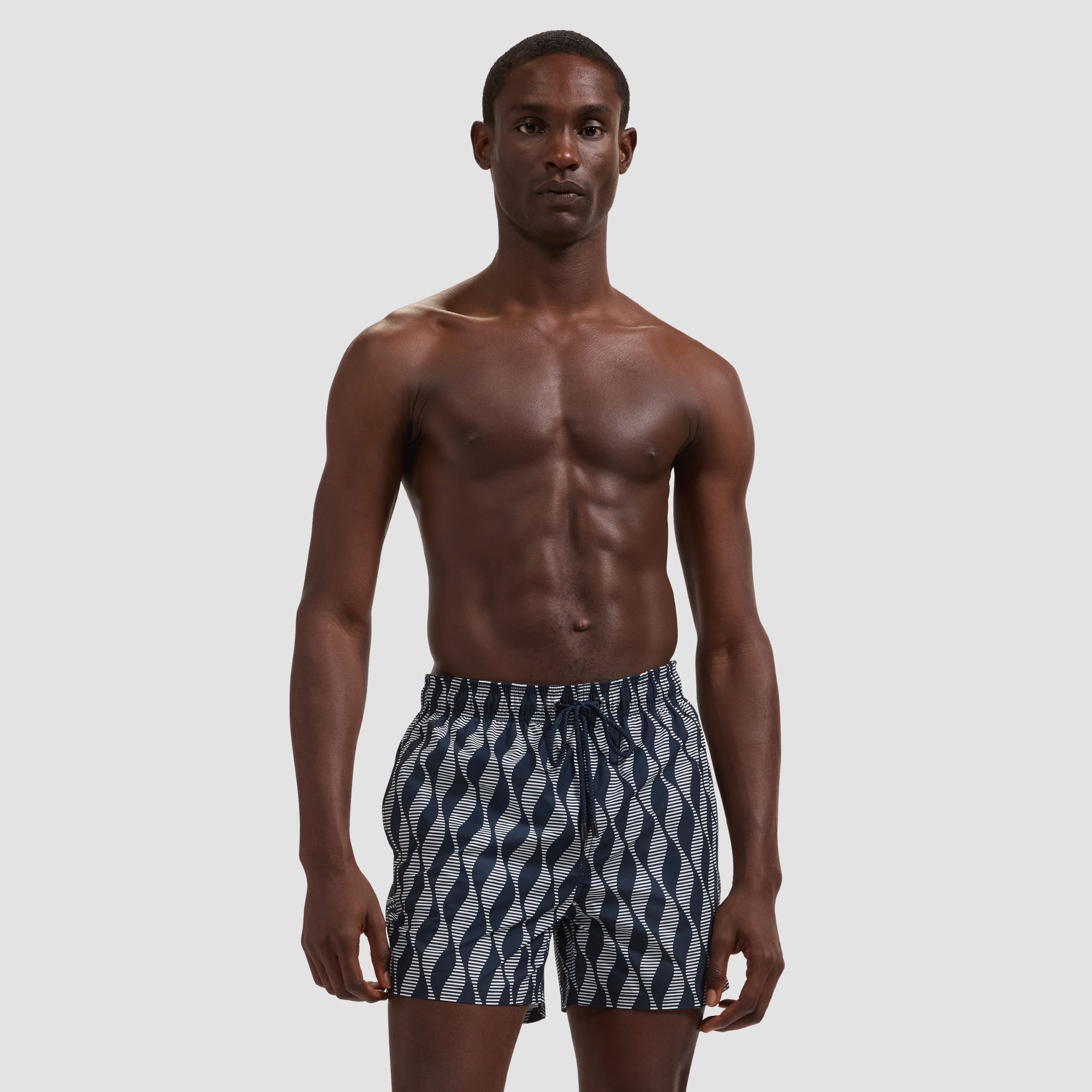 Cruz Shorter-Length Serpentine Stripe Swim Trunks