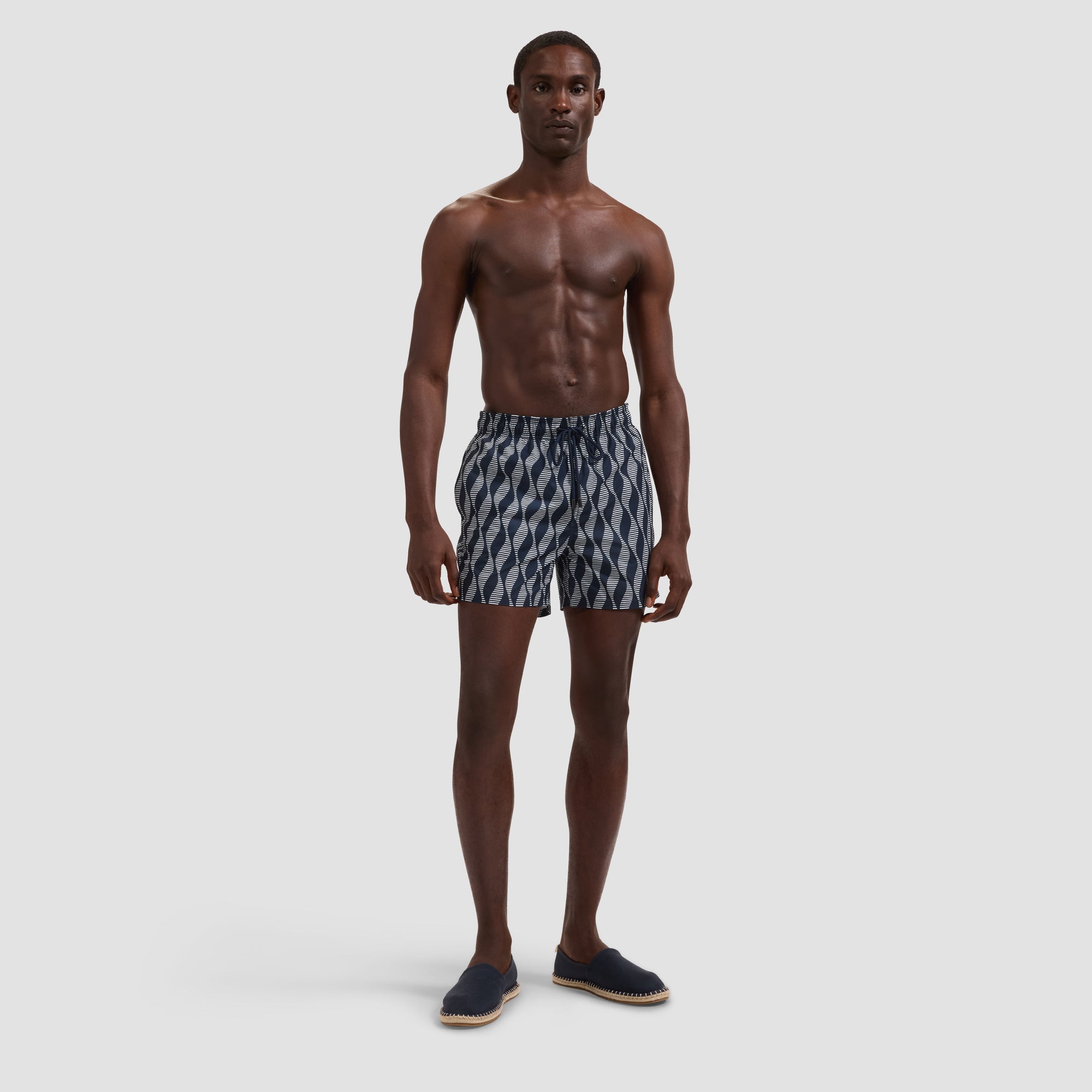 Cruz Shorter-Length Serpentine Stripe Swim Trunks