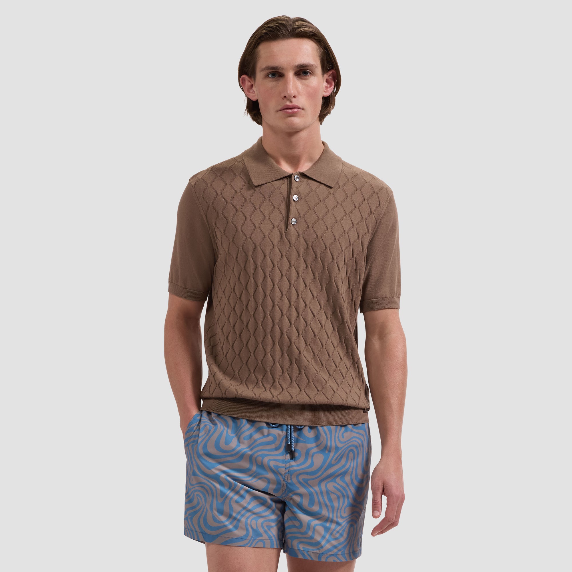 Cruz Shorter-Length Contour Wave Swim Trunks