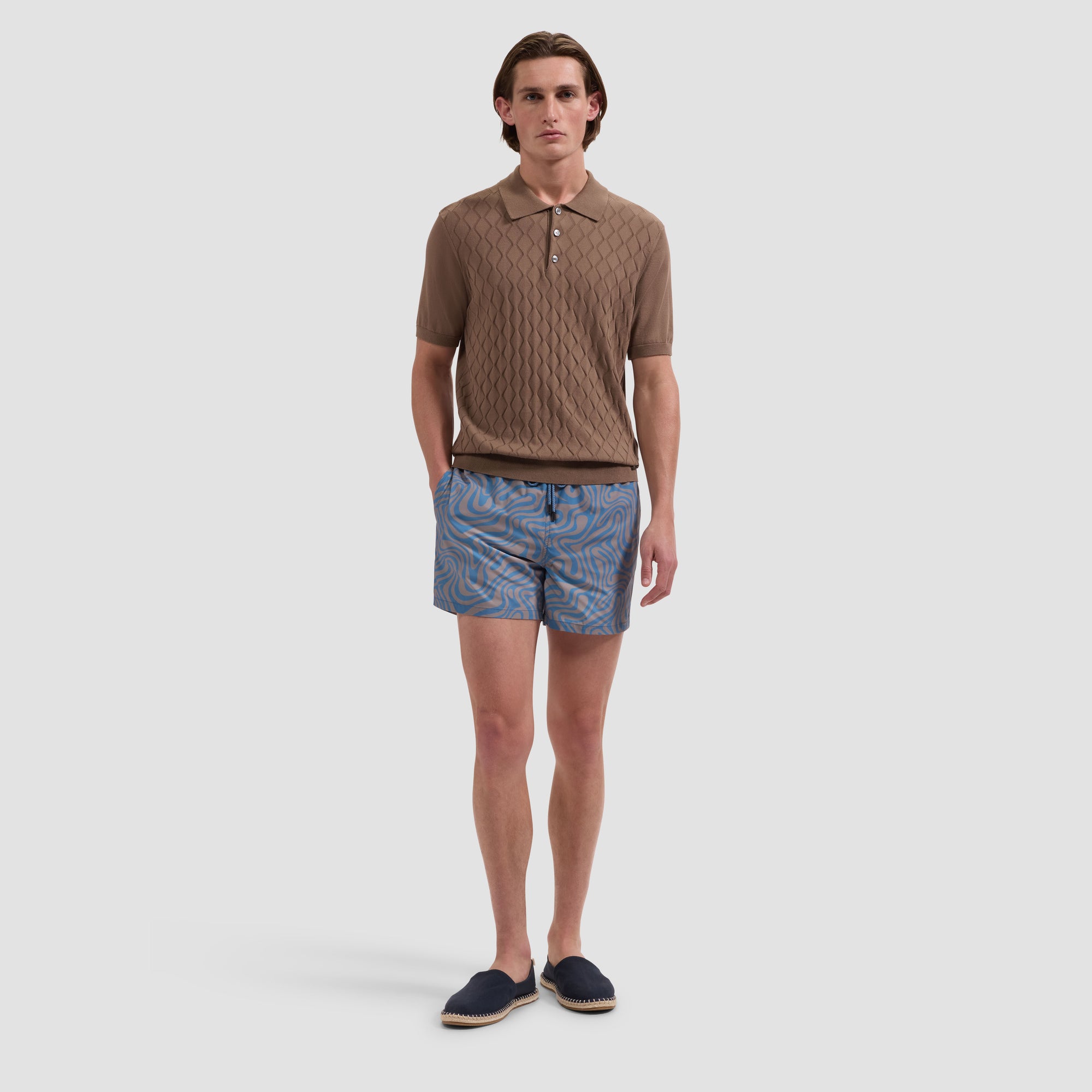 Cruz Shorter-Length Contour Wave Swim Trunks