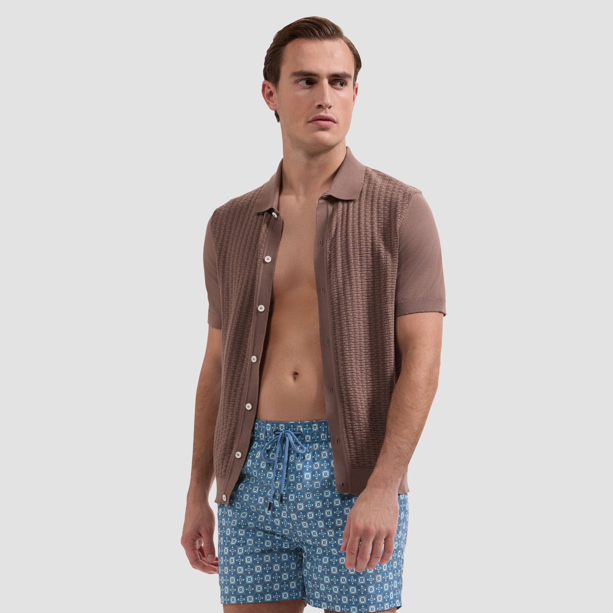 Cruz Shorter-Length Retro Tile Swim Trunks