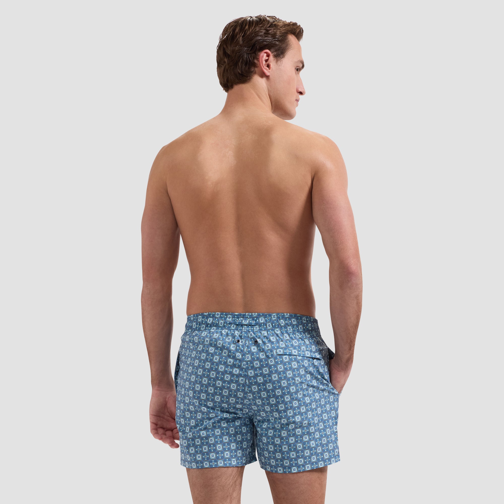Cruz Shorter-Length Retro Tile Swim Trunks