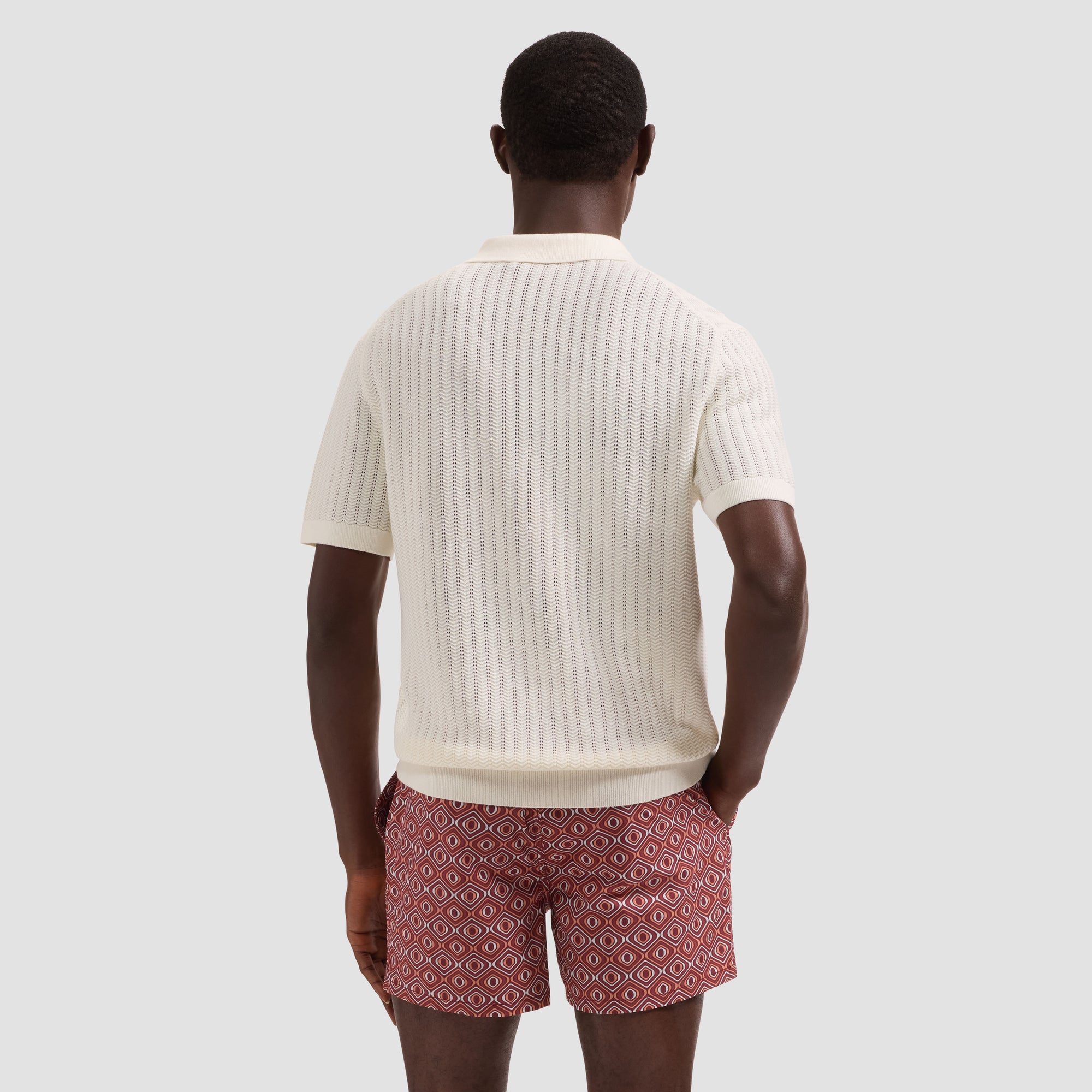 Cruz Shorter-Length Retro Diamond Swim Trunks