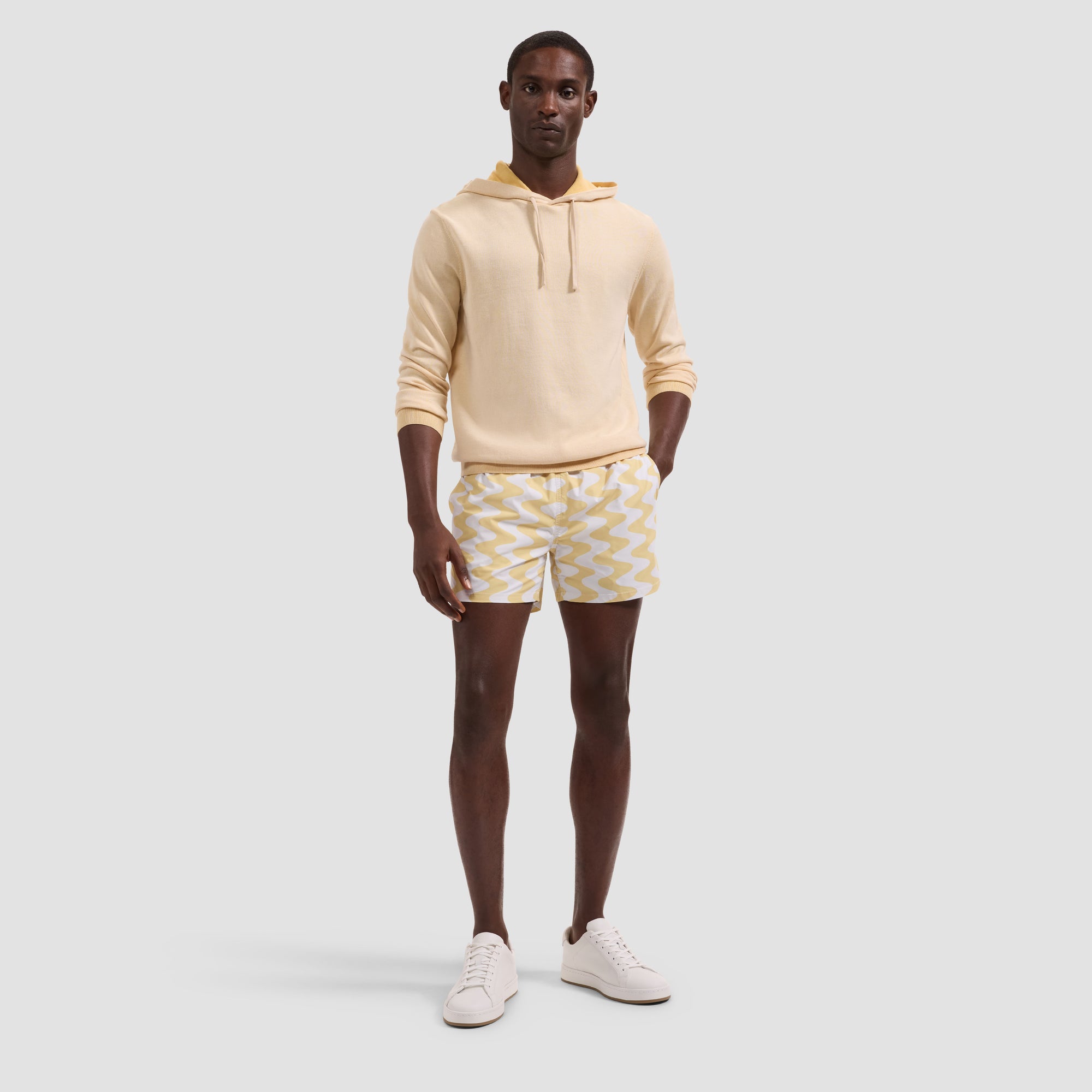 Cruz Shorter-Length Retro Wave Swim Trunks