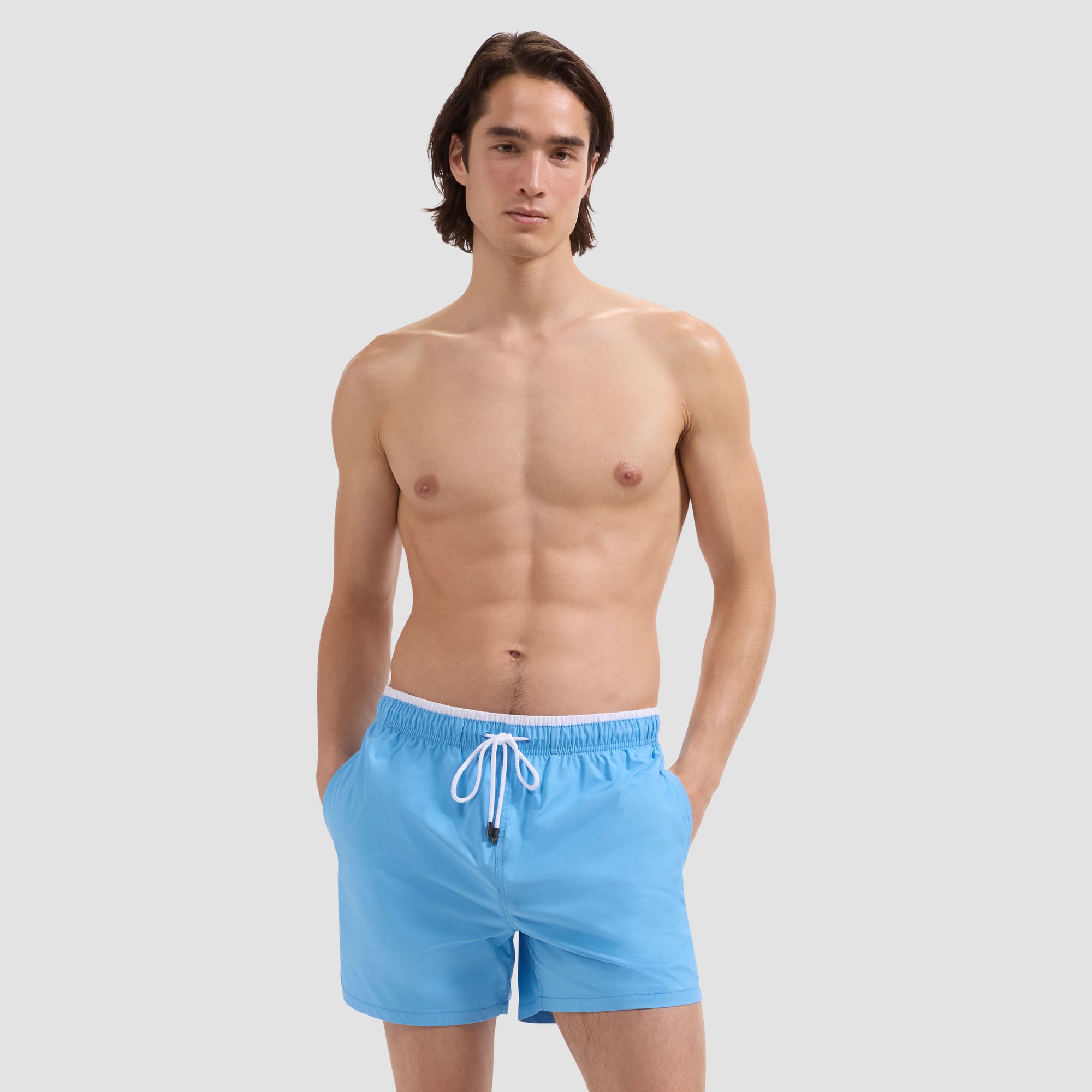Quinn Mid-Length Solid Swim Trunks
