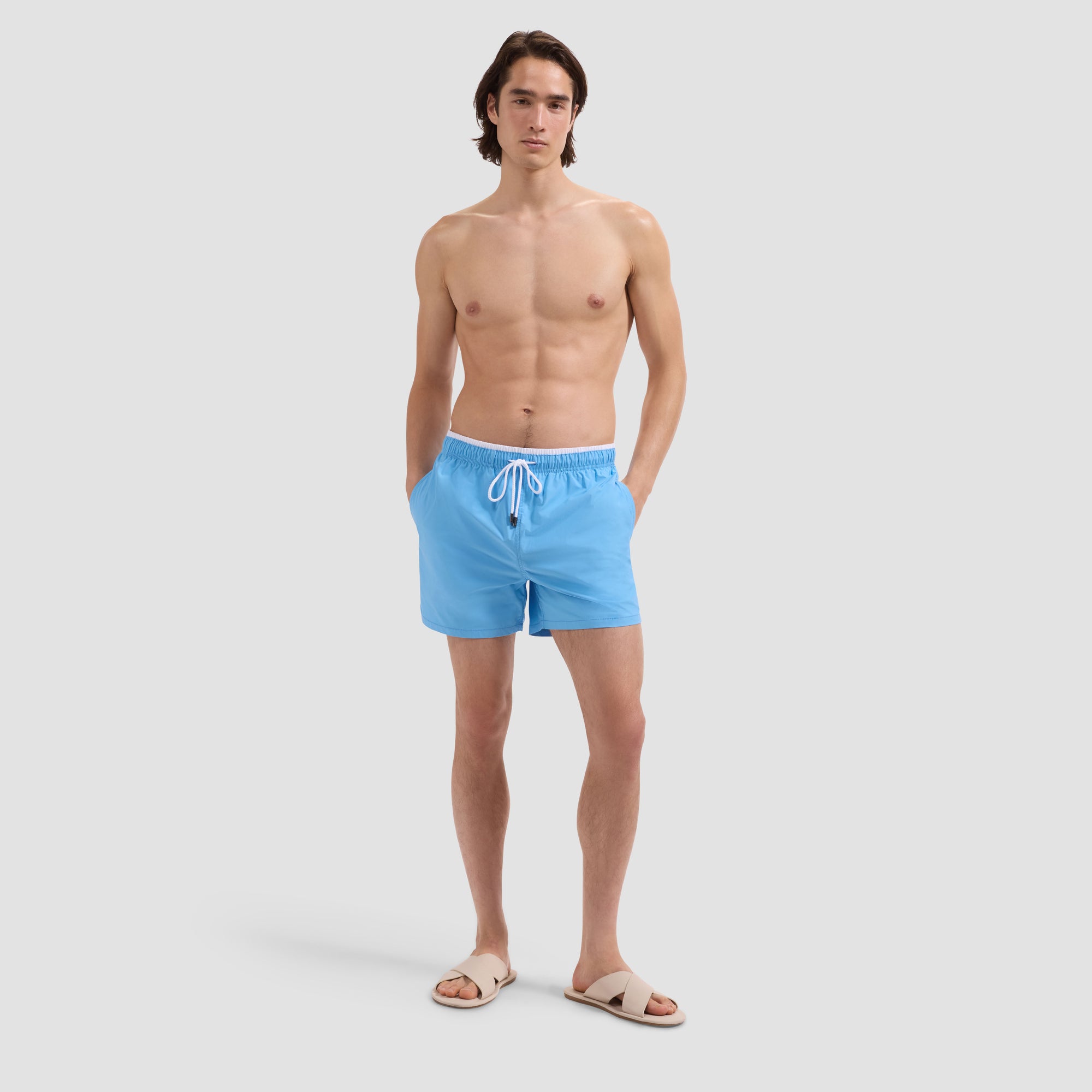 Quinn Mid-Length Solid Swim Trunks