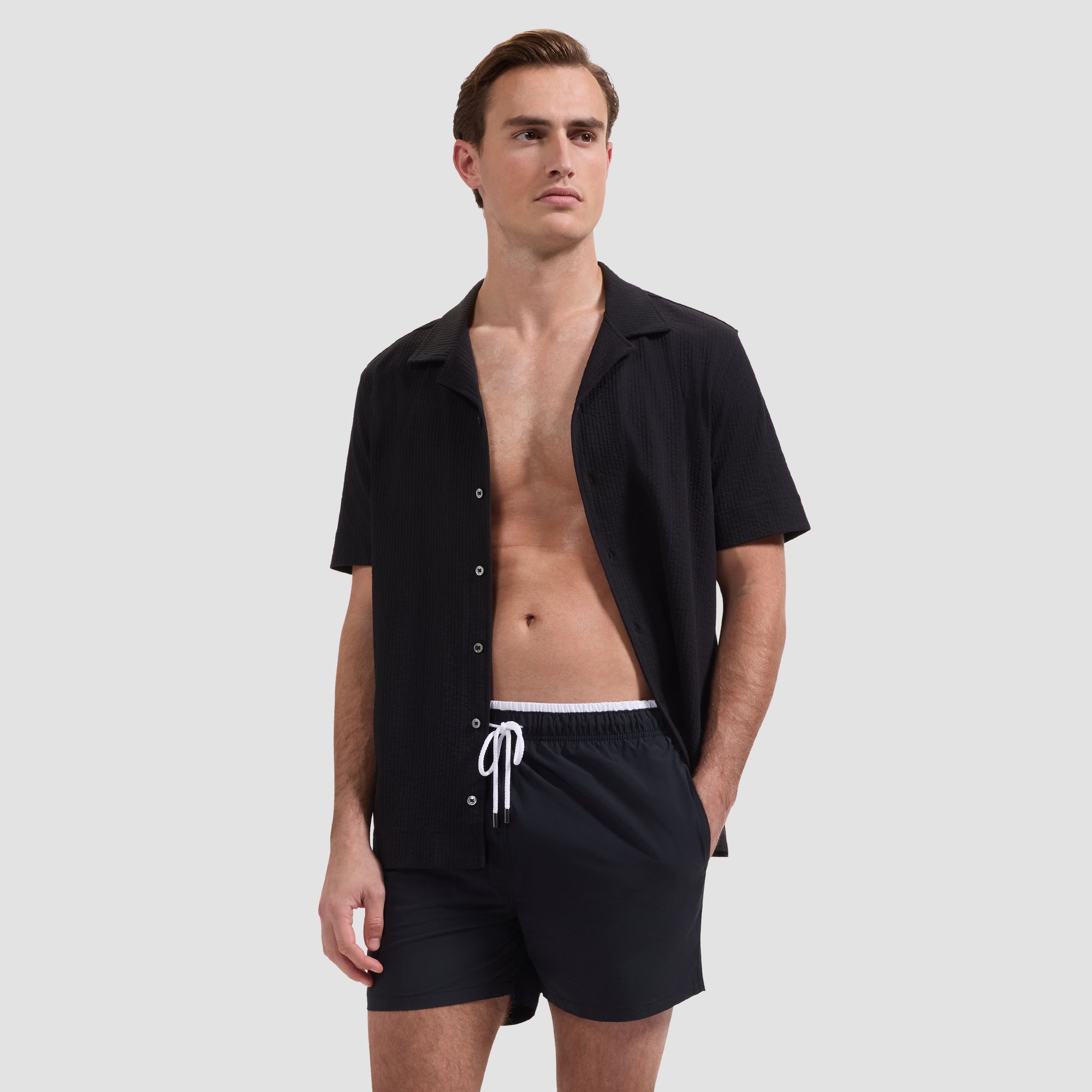Quinn Mid-Length Solid Swim Trunks
