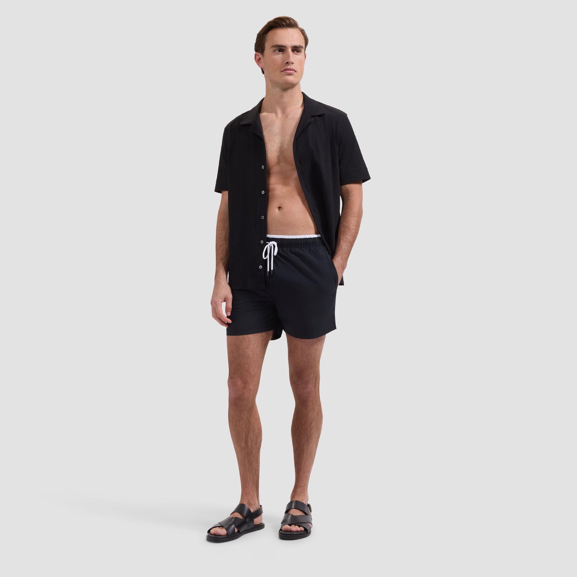 Quinn Mid-Length Solid Swim Trunks
