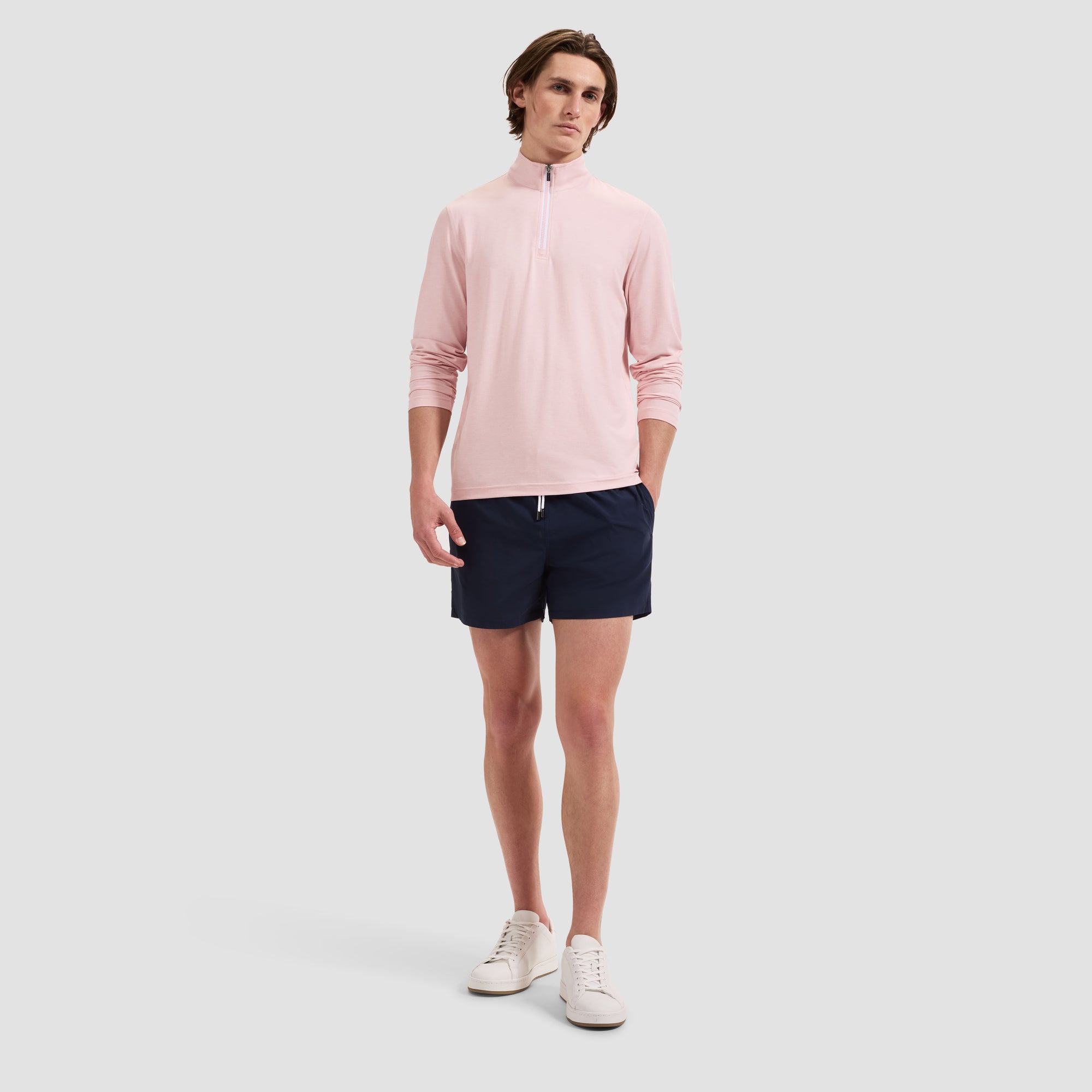Quinn Mid-Length Solid Swim Trunks