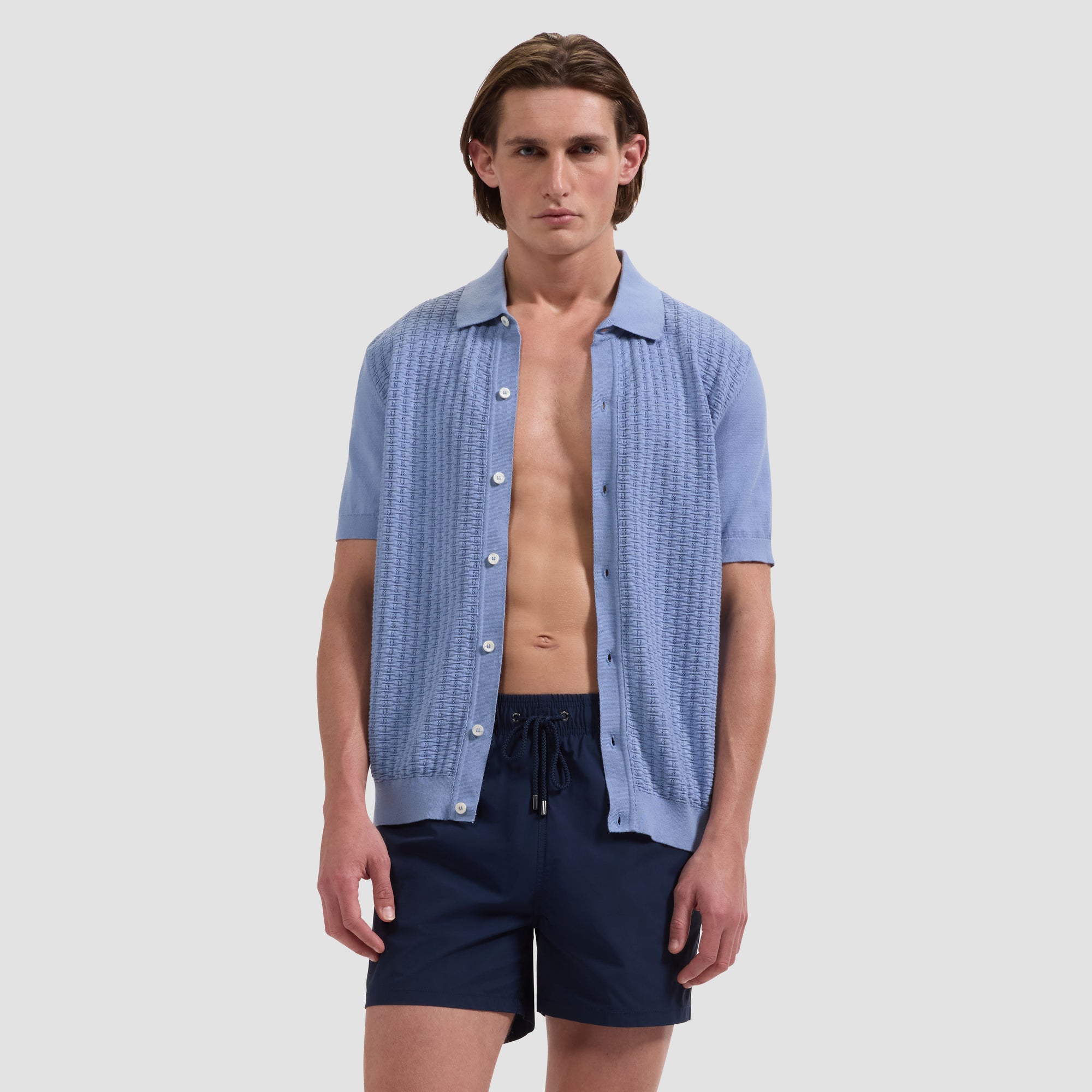 Zane Shorter-Length Water Reactive Palm Tree Swim Trunks