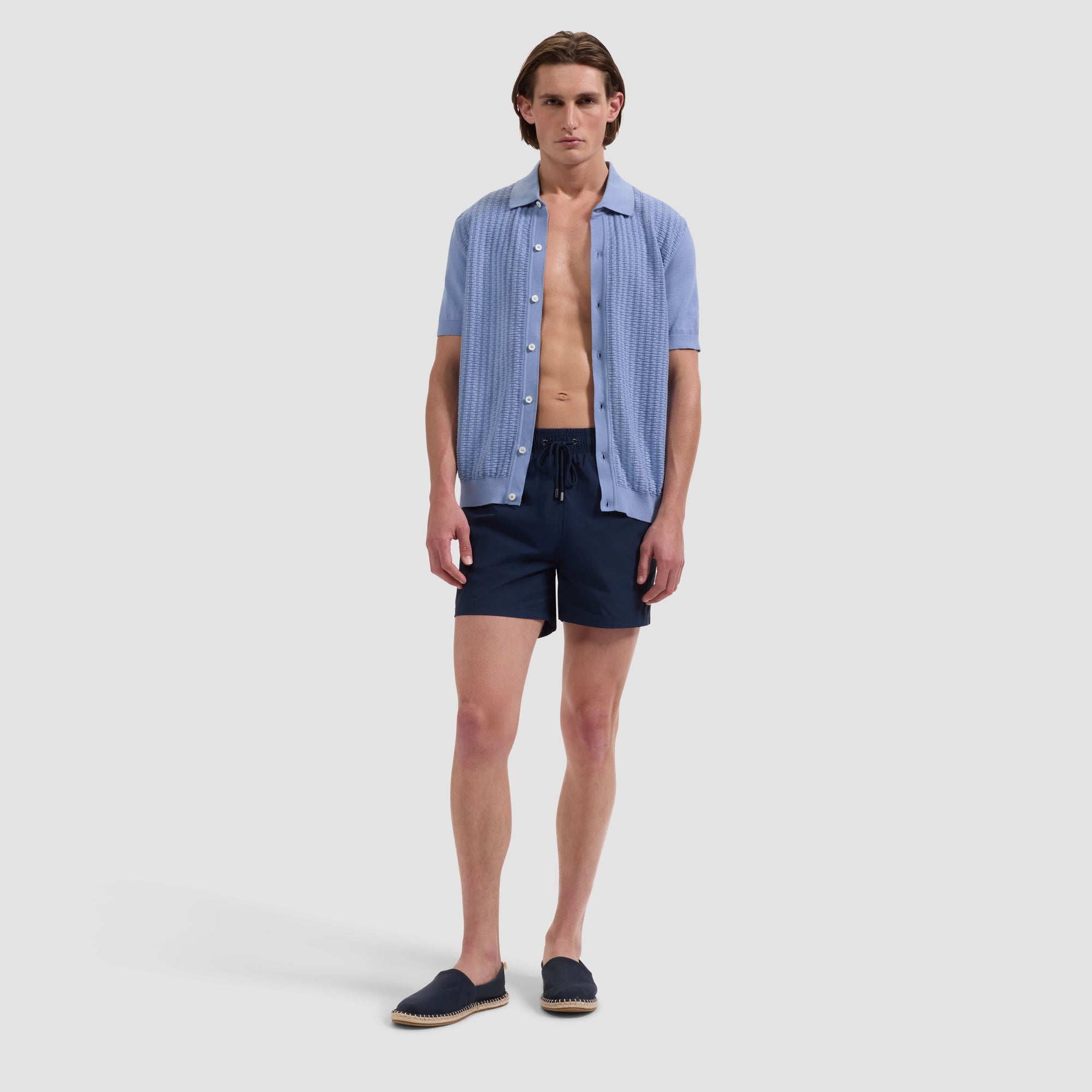 Zane Shorter-Length Water Reactive Palm Tree Swim Trunks