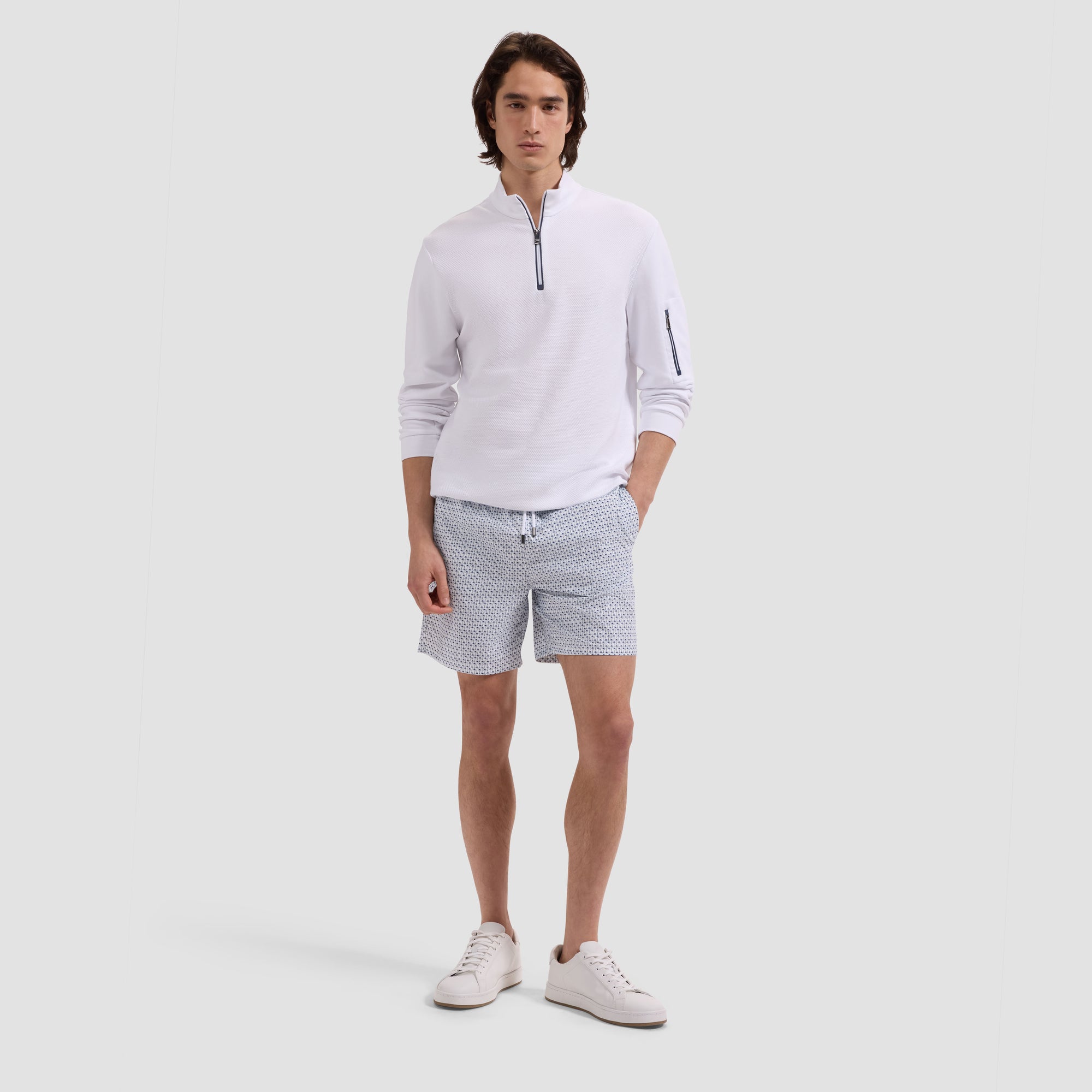 Kai Mid-Length Palm Tree Swim Trunks