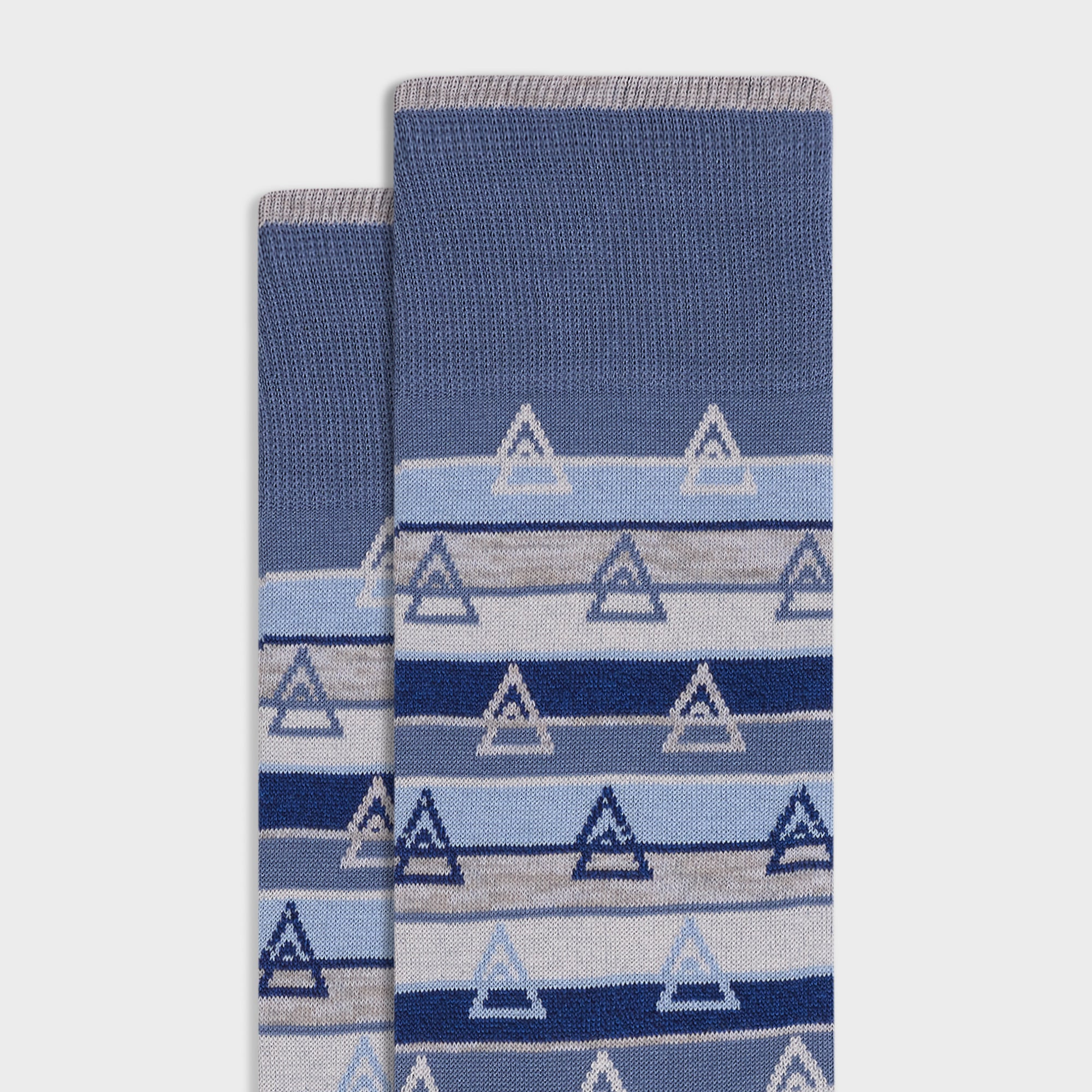 Triangle Motif Stripe Mid-Calf Socks