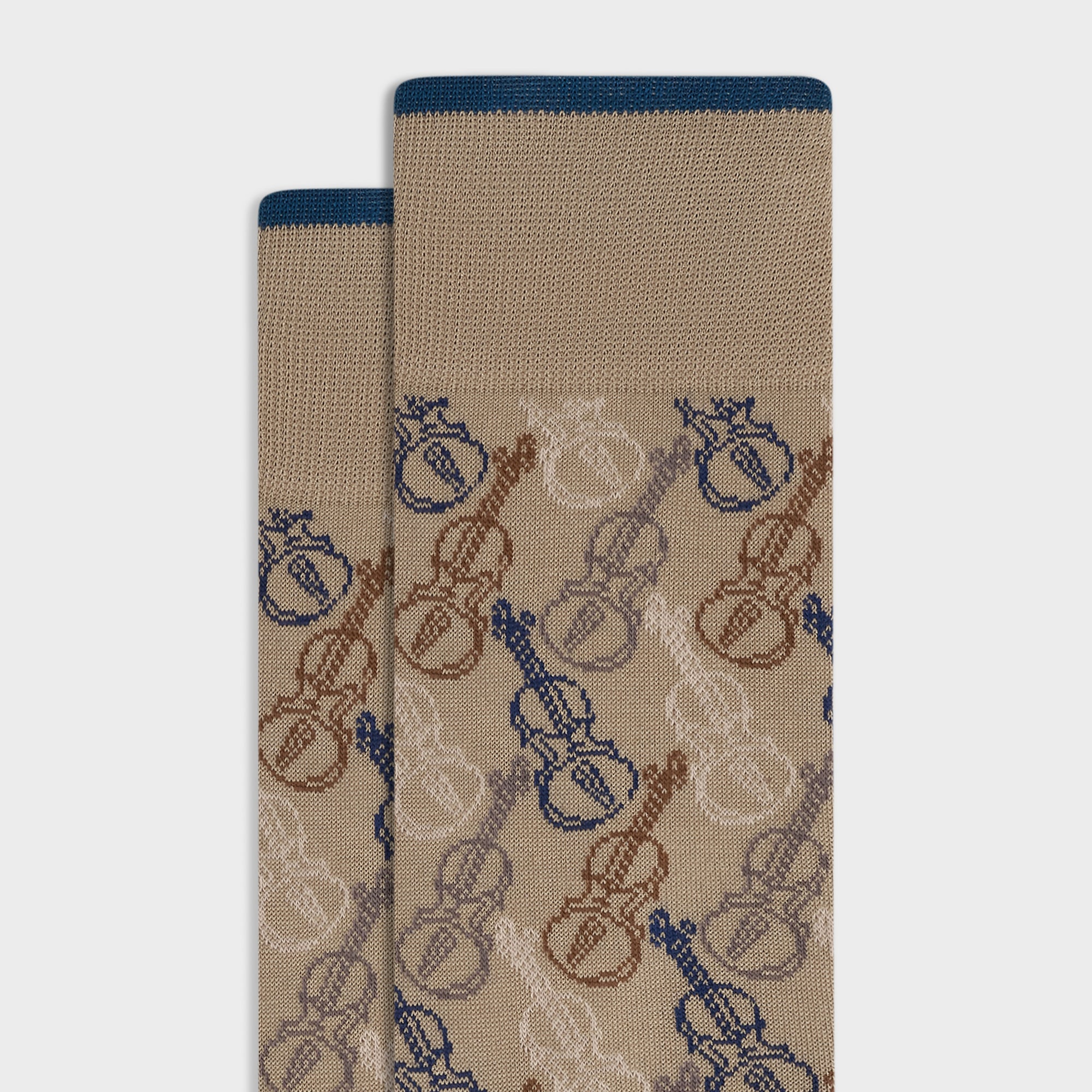 Violin Motif Mid-Calf Socks