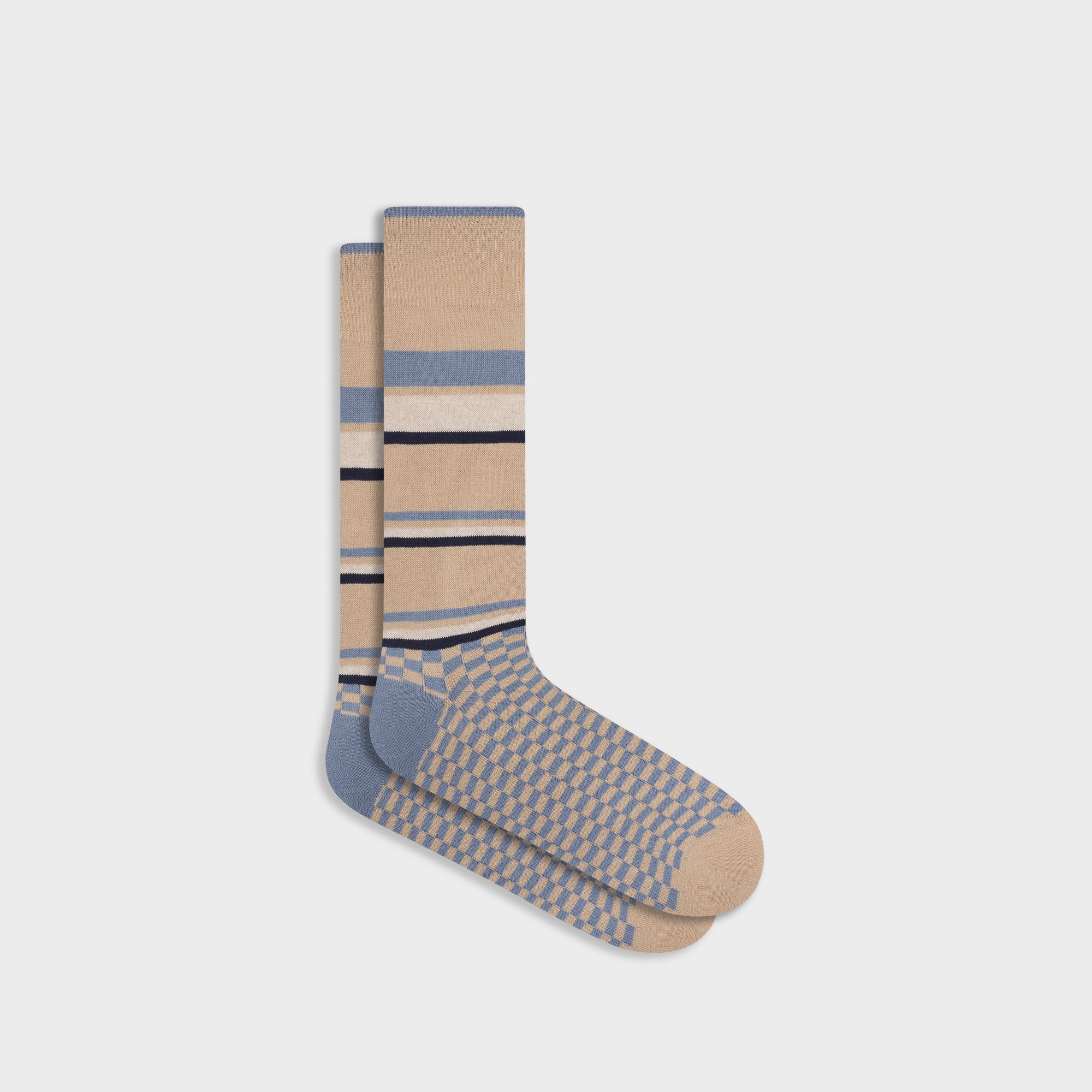 Check and Stripe Mid-Calf Socks