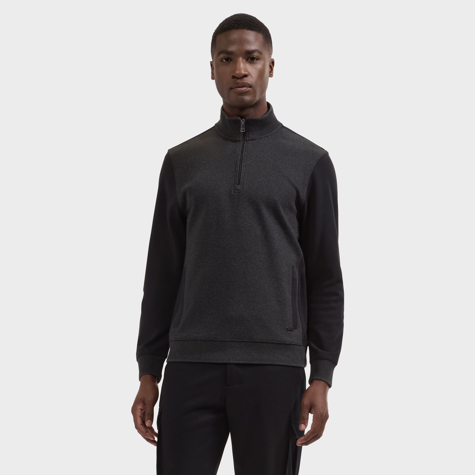 Mixed Media Quarter-Zip Pullover