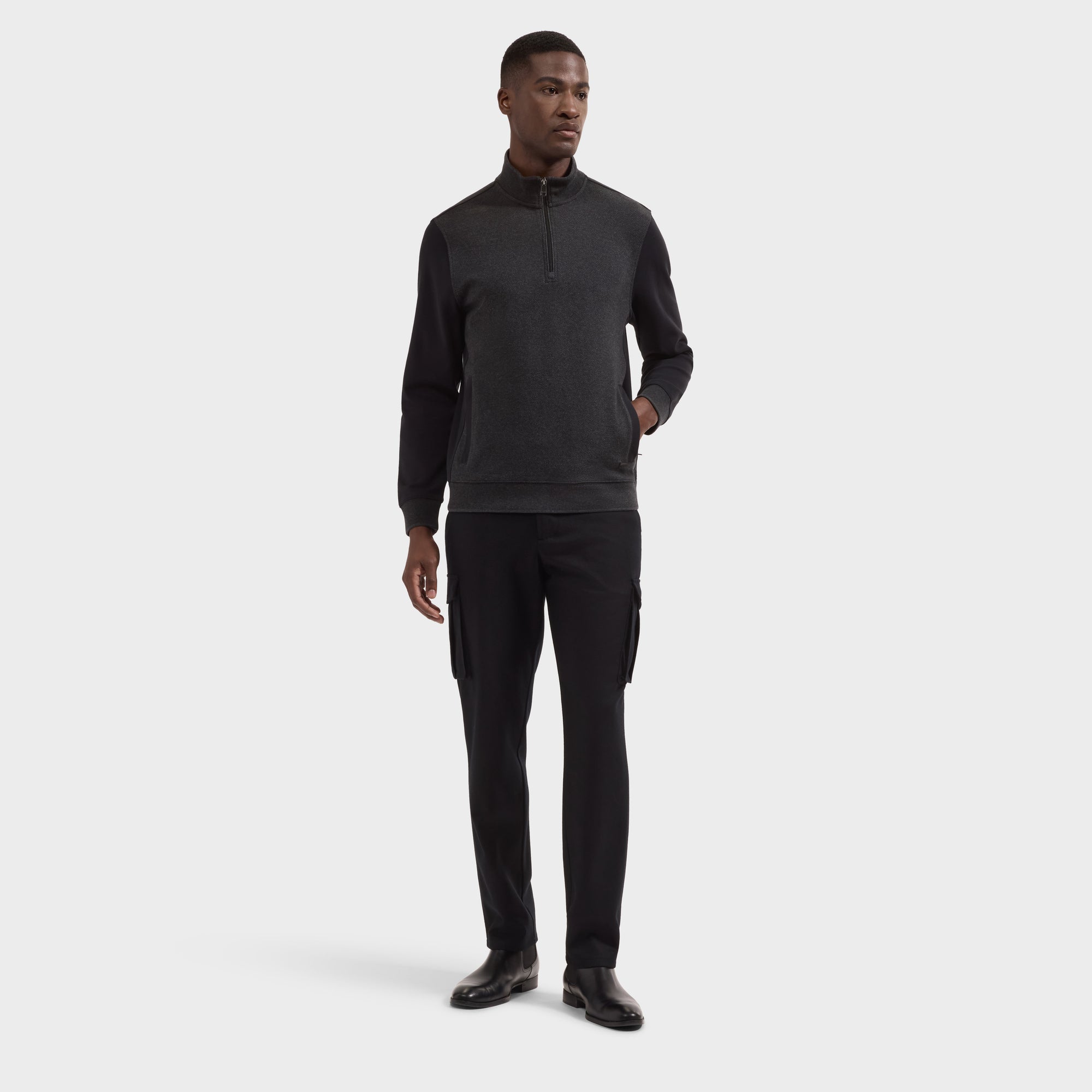 Mixed Media Quarter-Zip Pullover