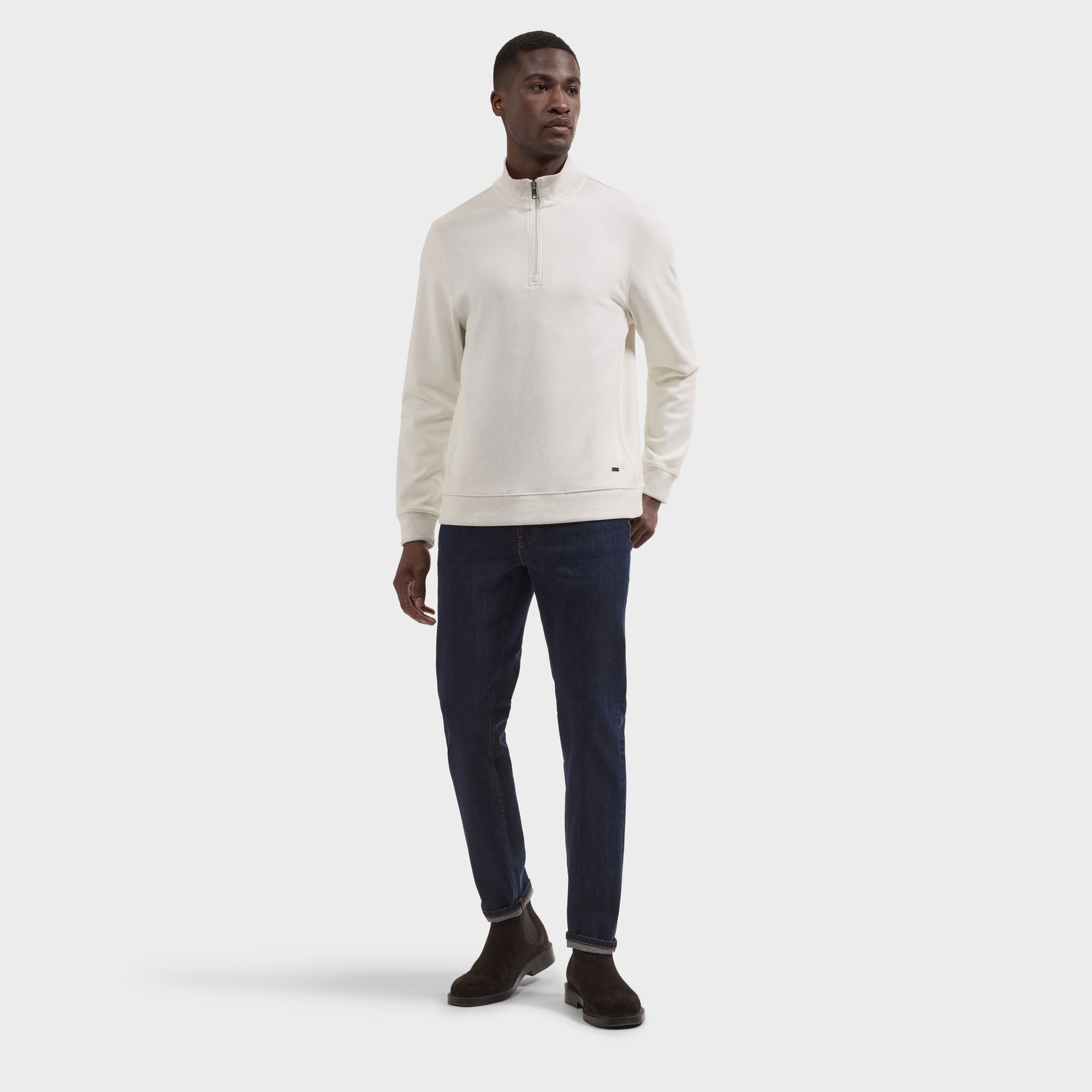 Mixed Media Quarter-Zip Pullover