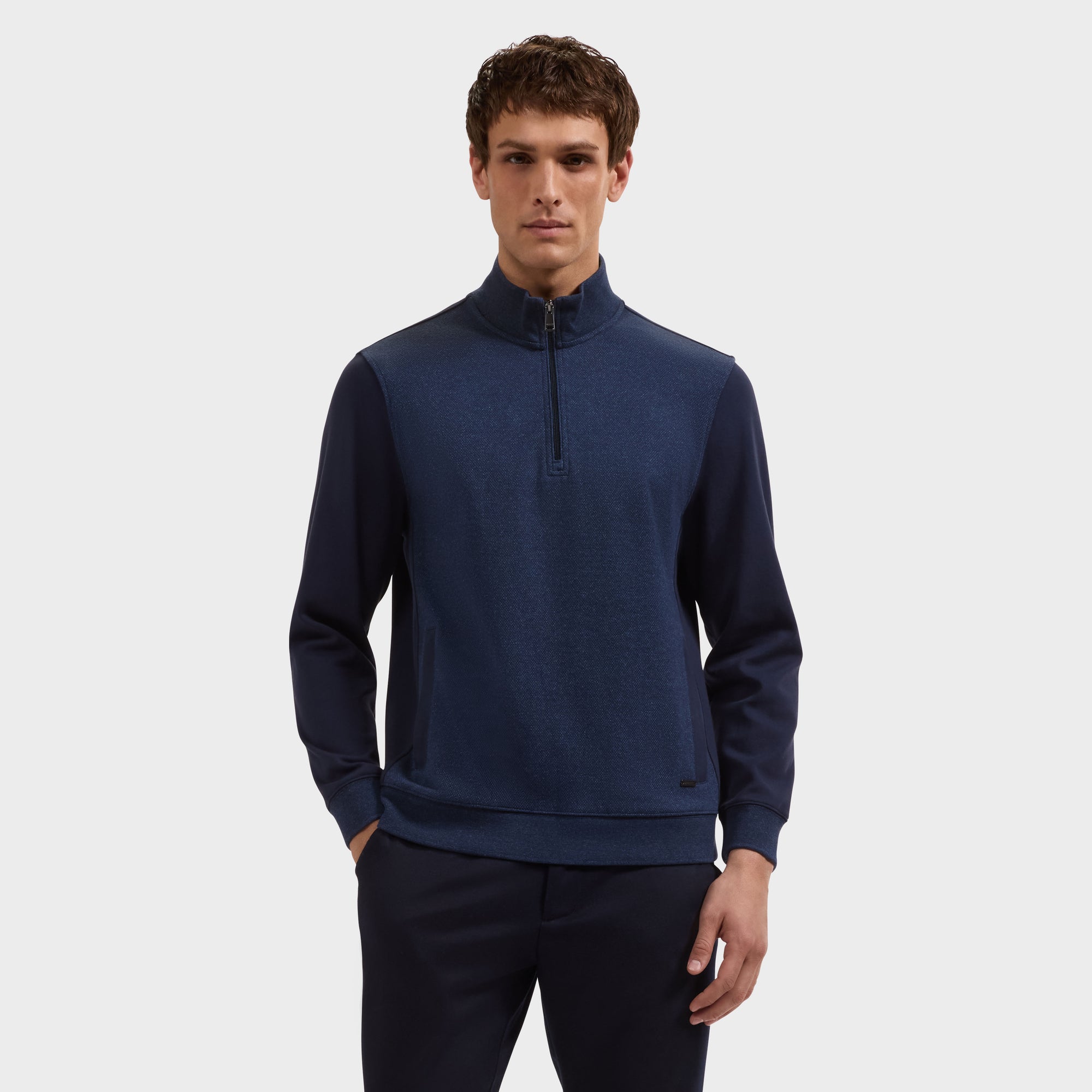 Mixed Media Quarter-Zip Pullover
