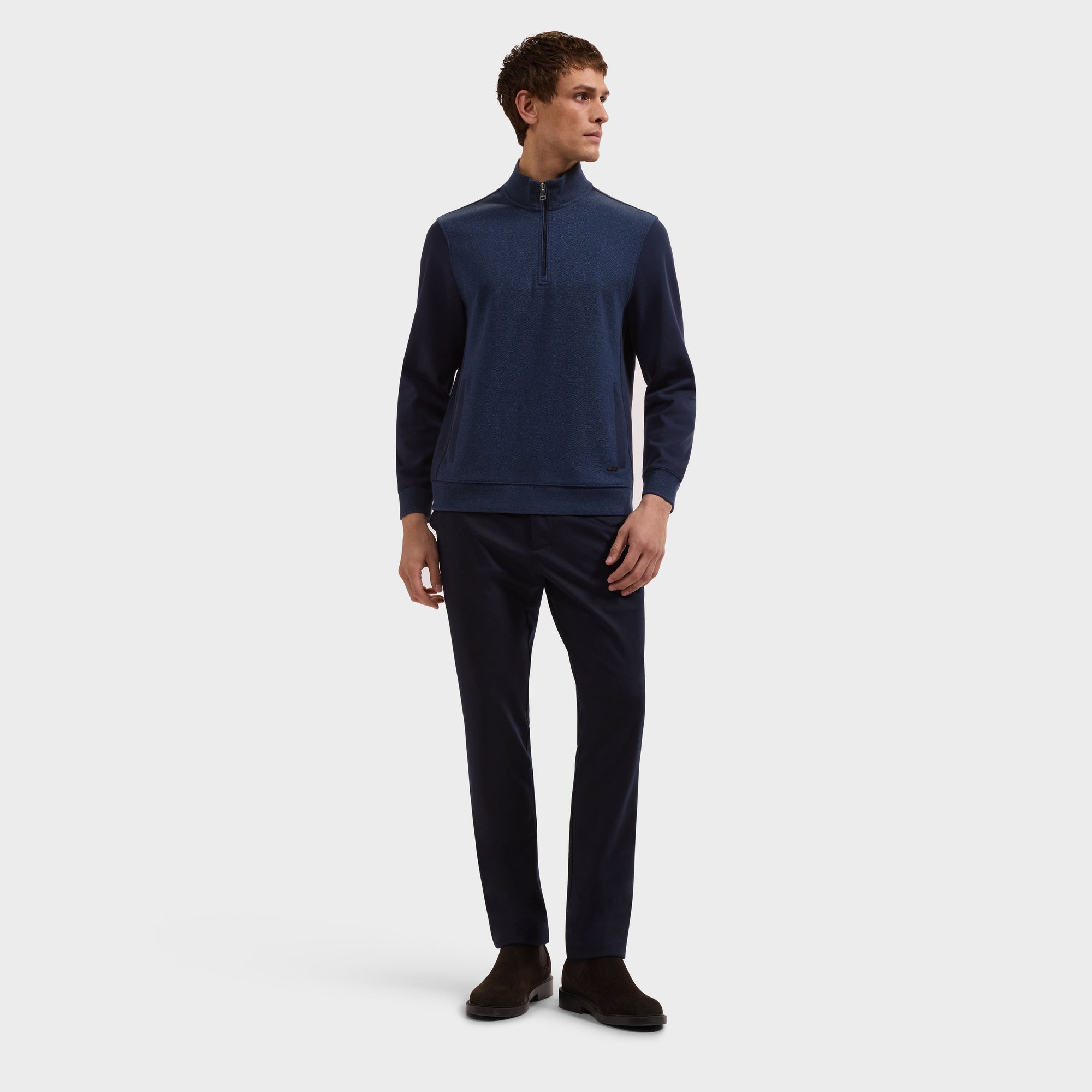 Mixed Media Quarter-Zip Pullover