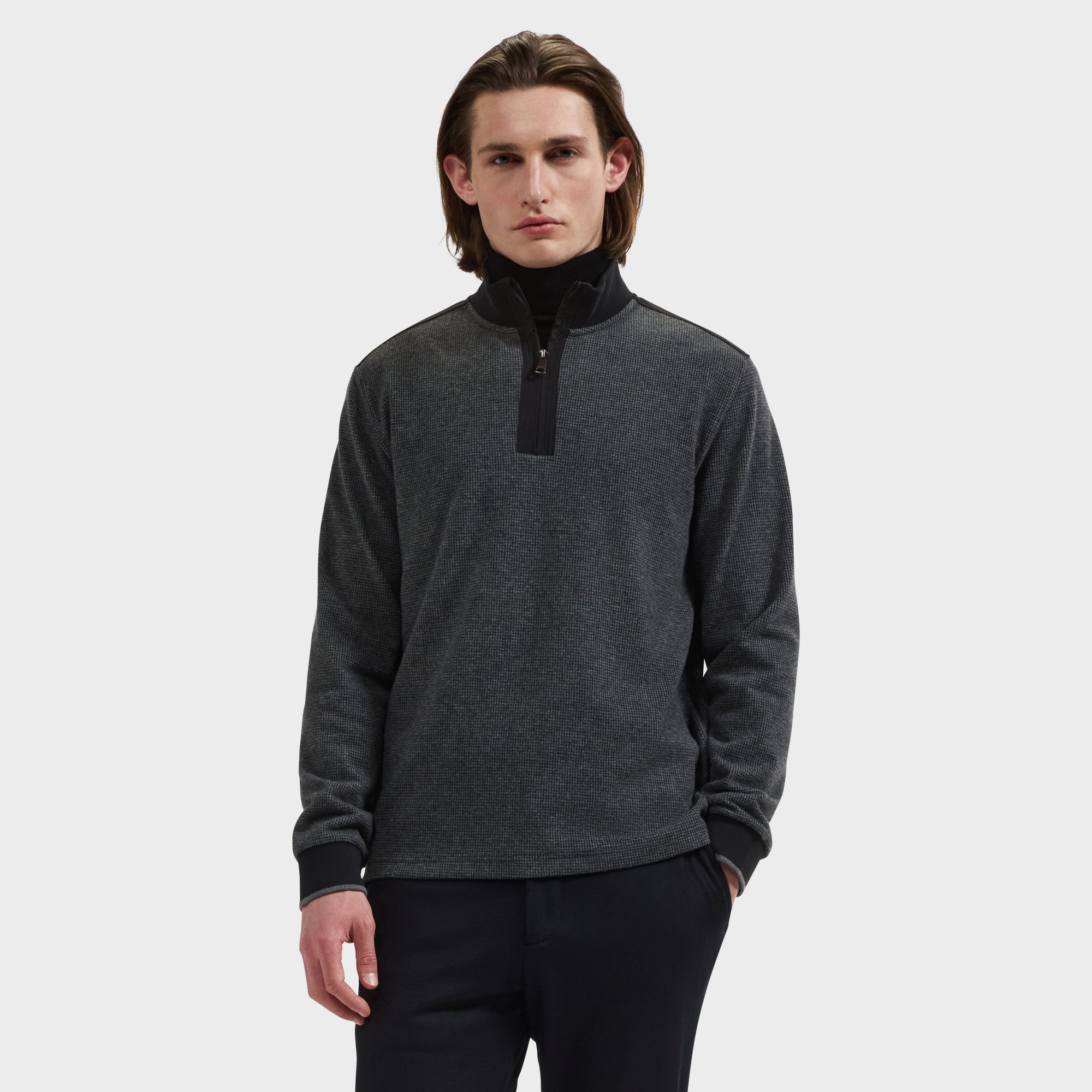 Houndstooth Quarter-Zip Pullover