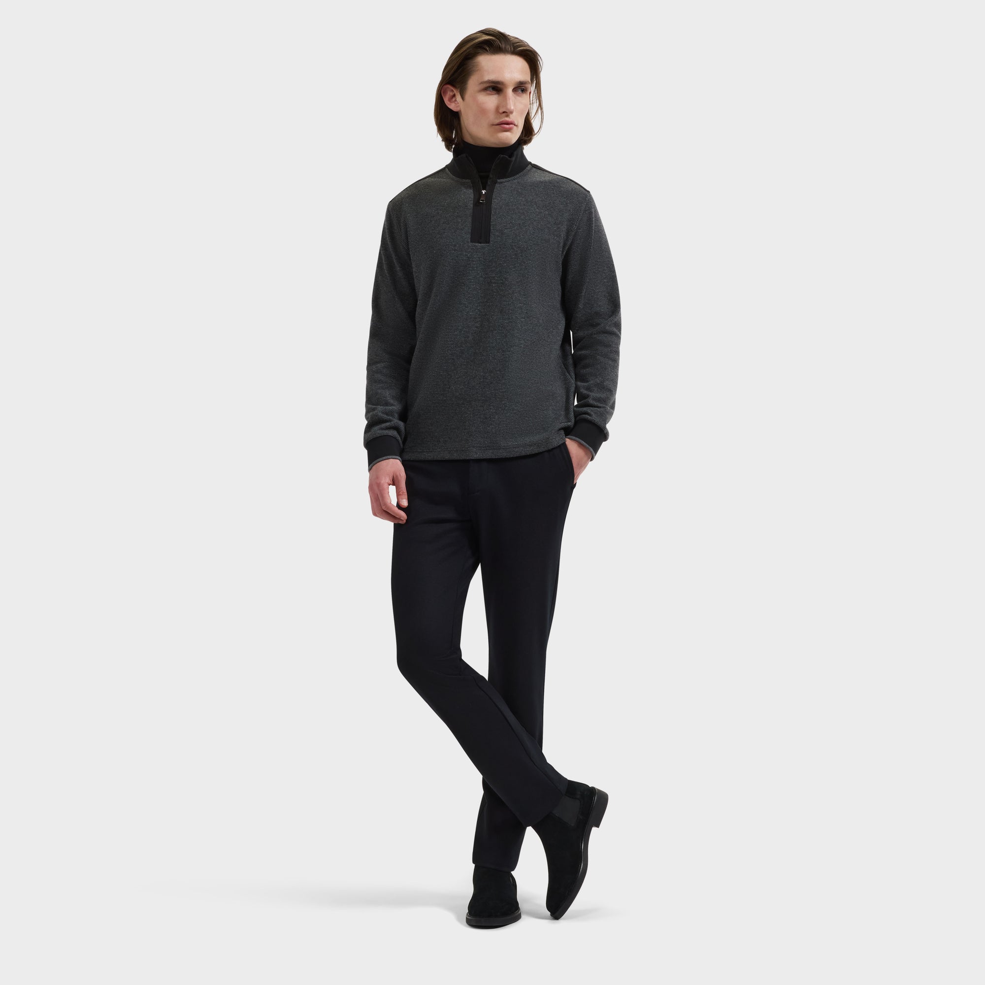 Houndstooth Quarter-Zip Pullover