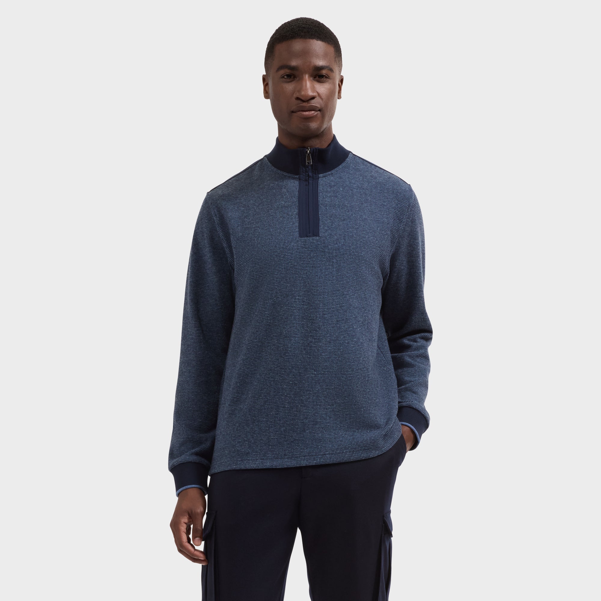 Houndstooth Quarter-Zip Pullover