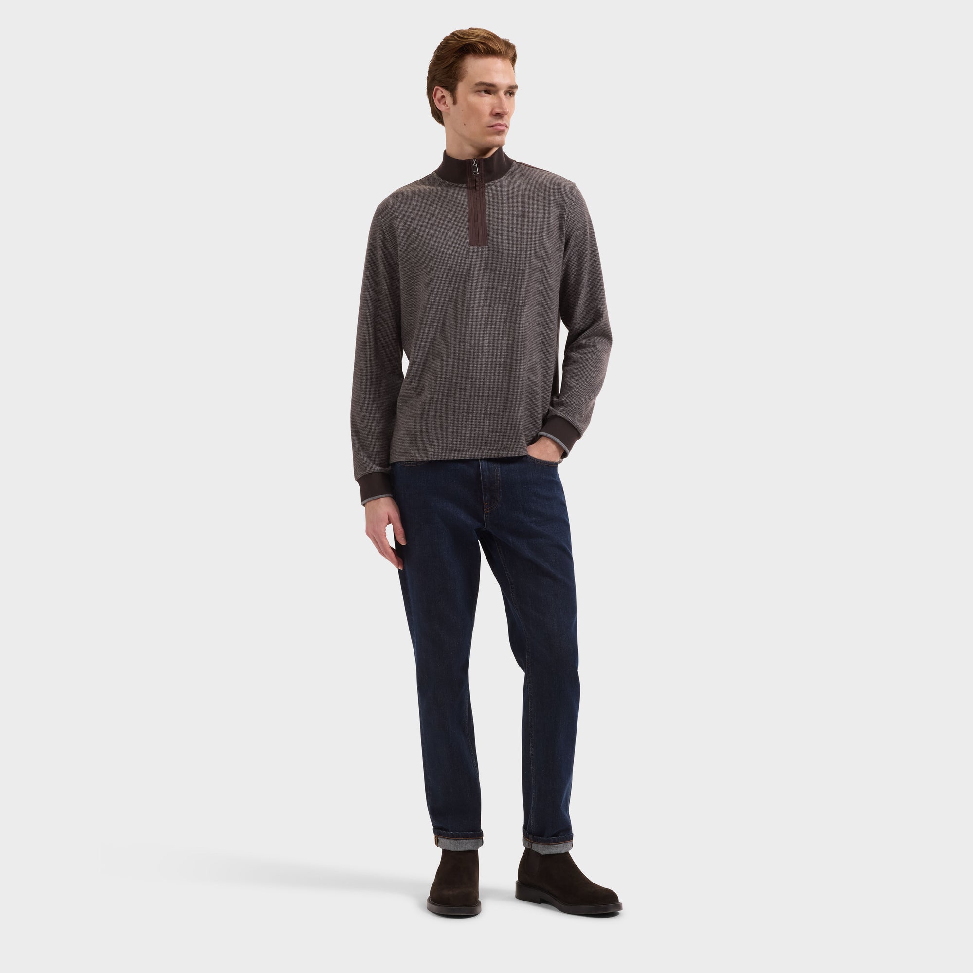 Houndstooth Quarter-Zip Pullover
