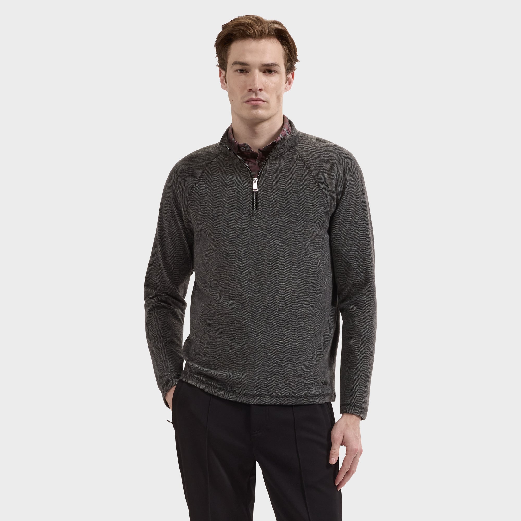 Chevron Quarter-Zip Pullover