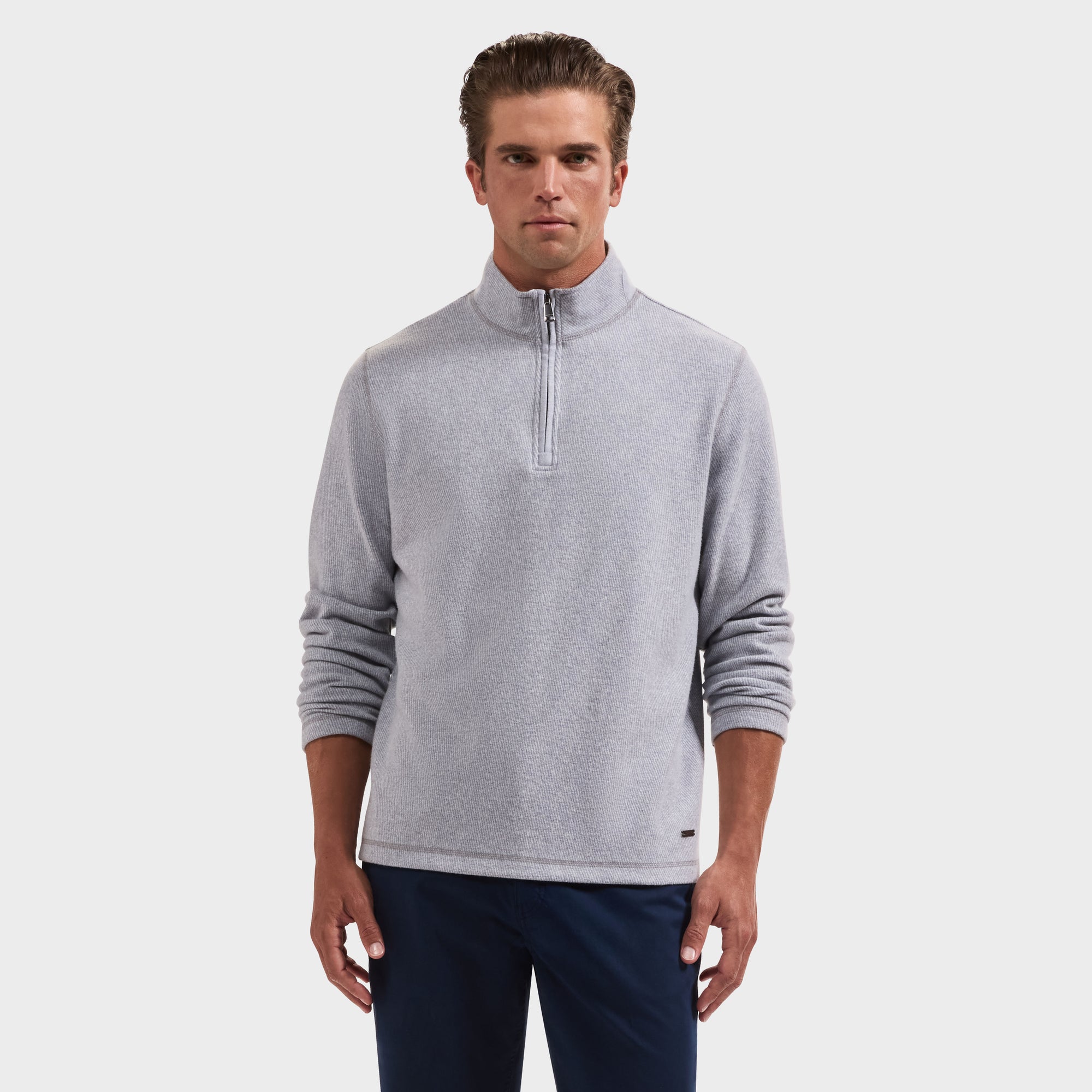 Micro Stripe Quarter-Zip Pullover