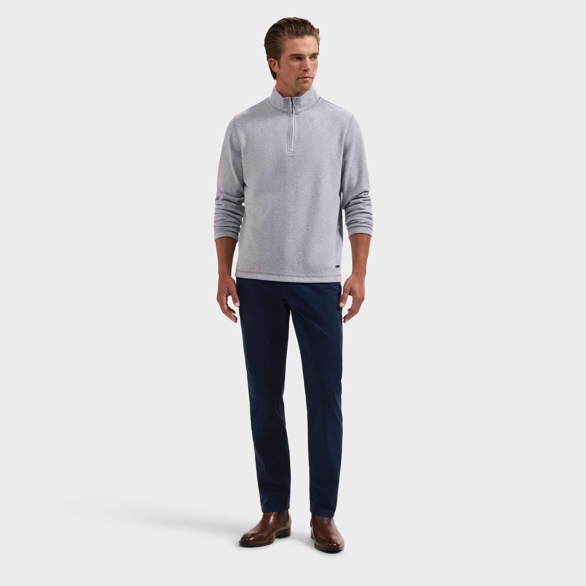 Micro Stripe Quarter-Zip Pullover