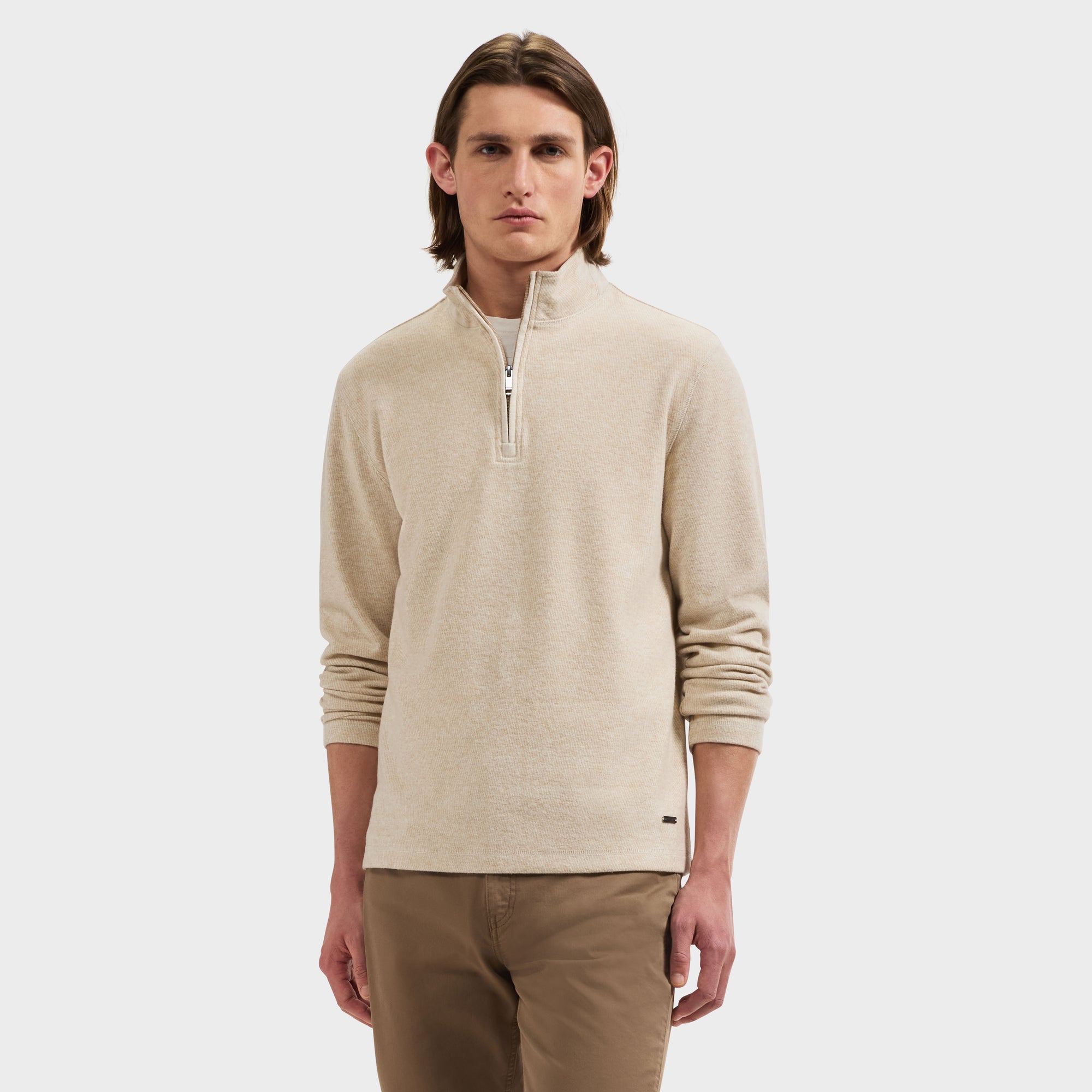 Micro Stripe Quarter-Zip Pullover