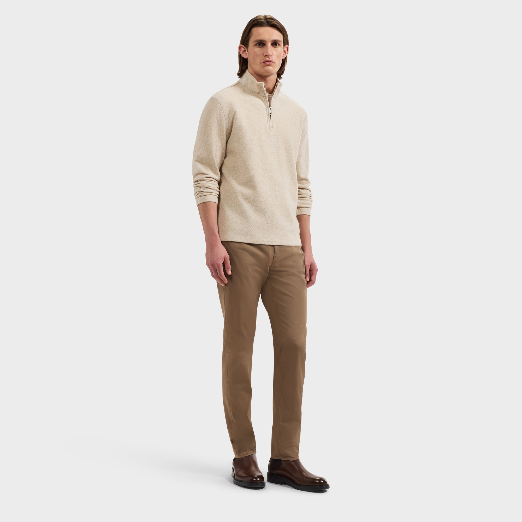 Micro Stripe Quarter-Zip Pullover