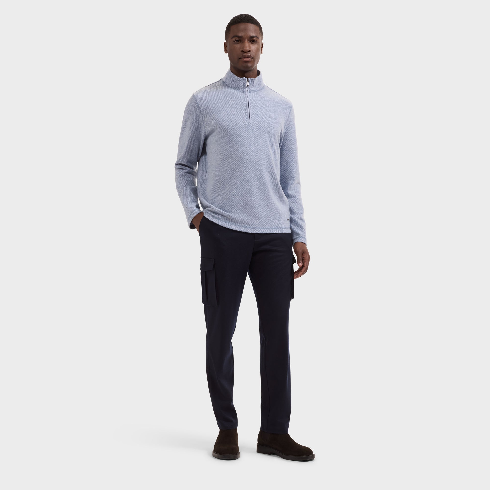 Micro Stripe Quarter-Zip Pullover