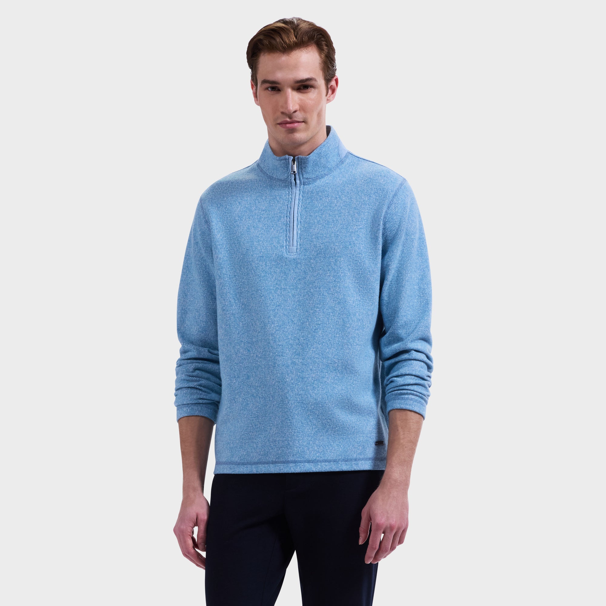 Micro Stripe Quarter-Zip Pullover