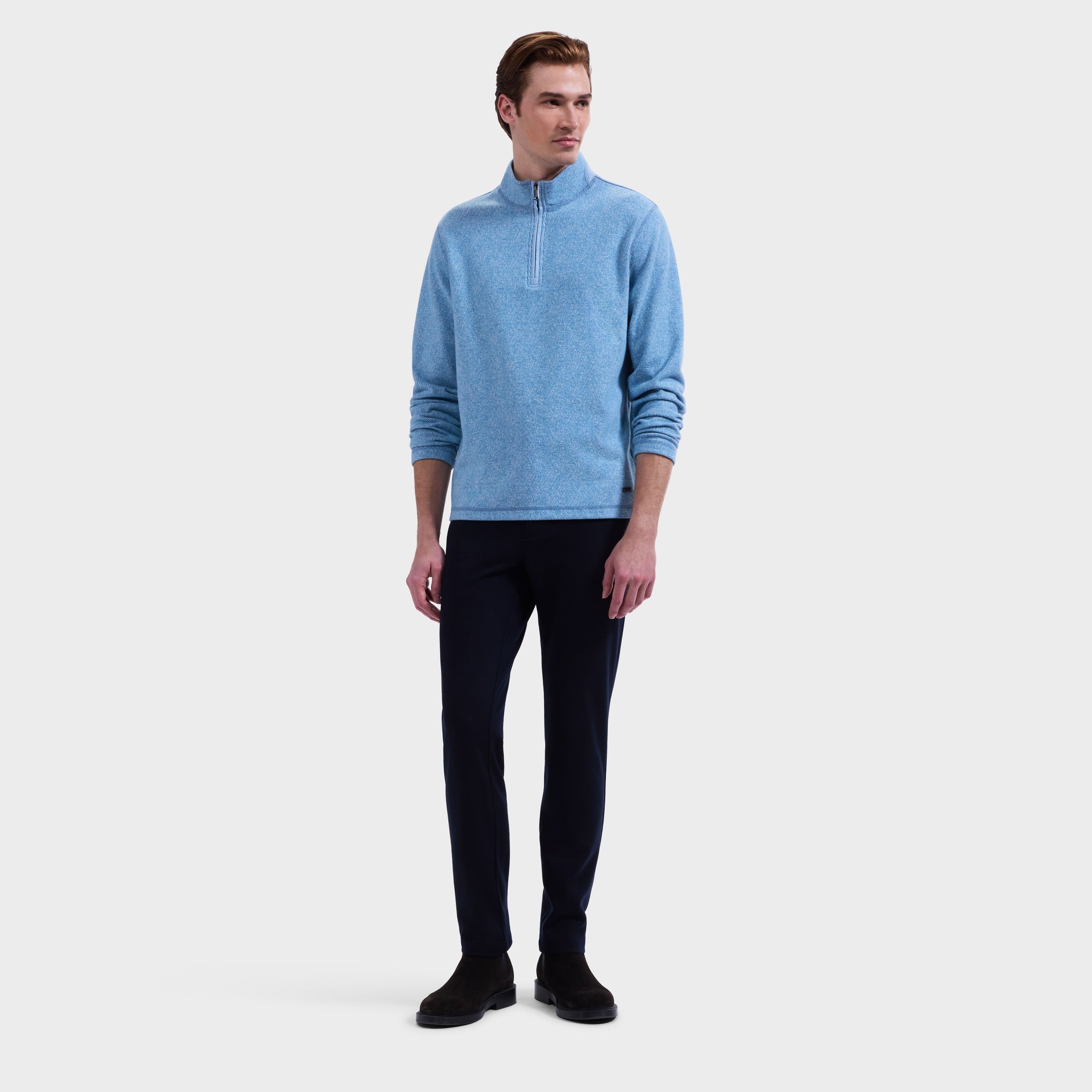Micro Stripe Quarter-Zip Pullover