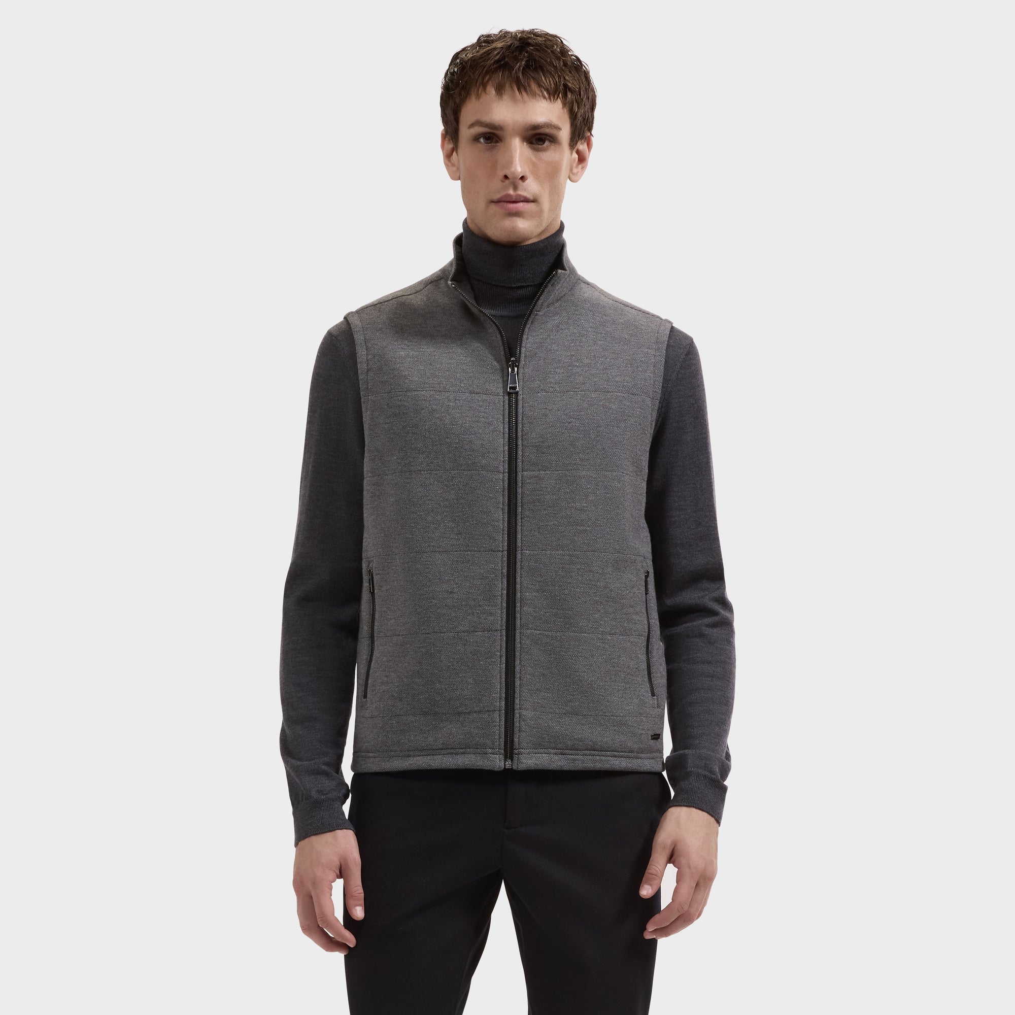 Reversible Micro Stripe Zip Knit Vest